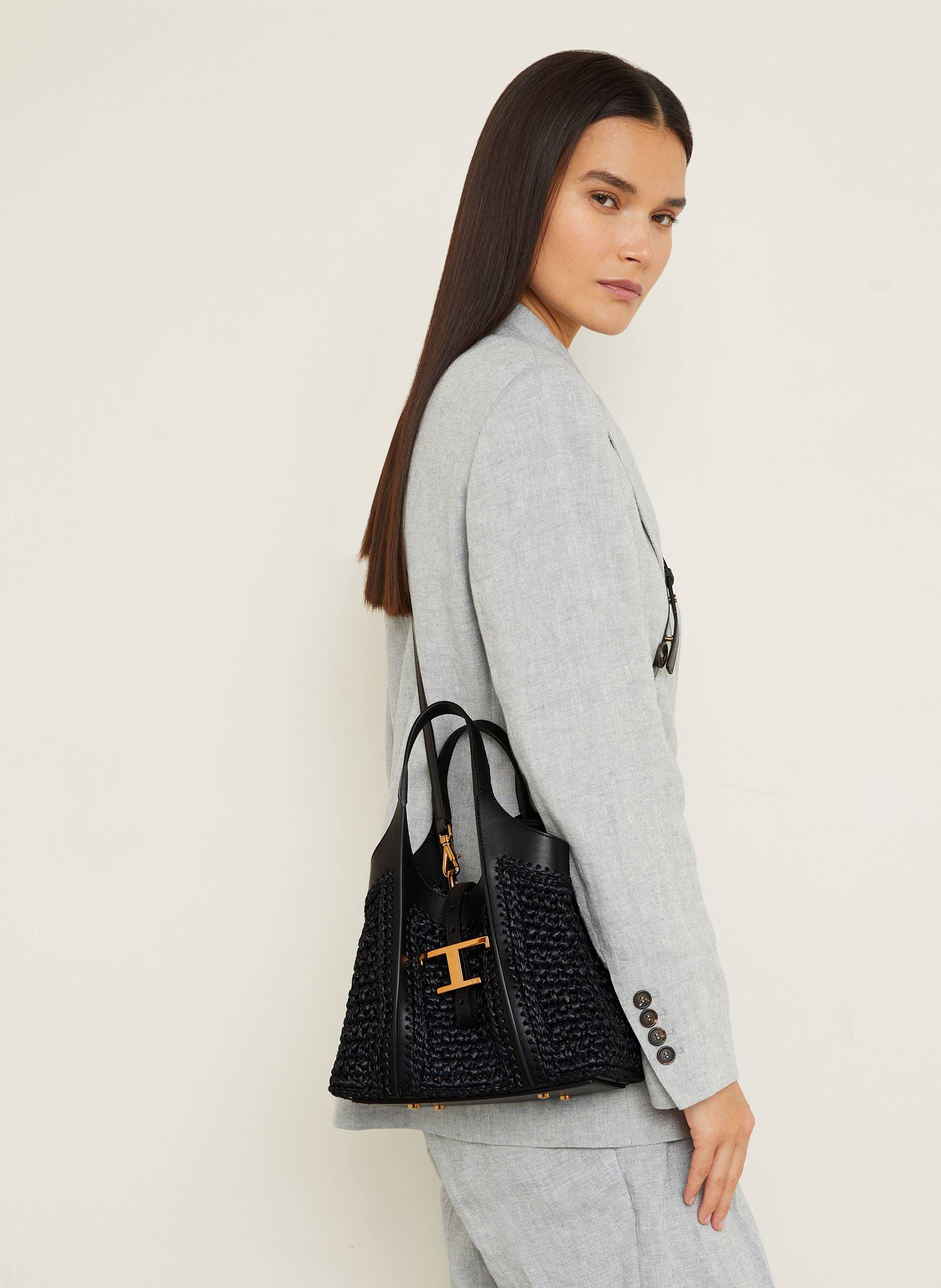 Thumbnail - Tod's Shopper Crochet Mini schwarz