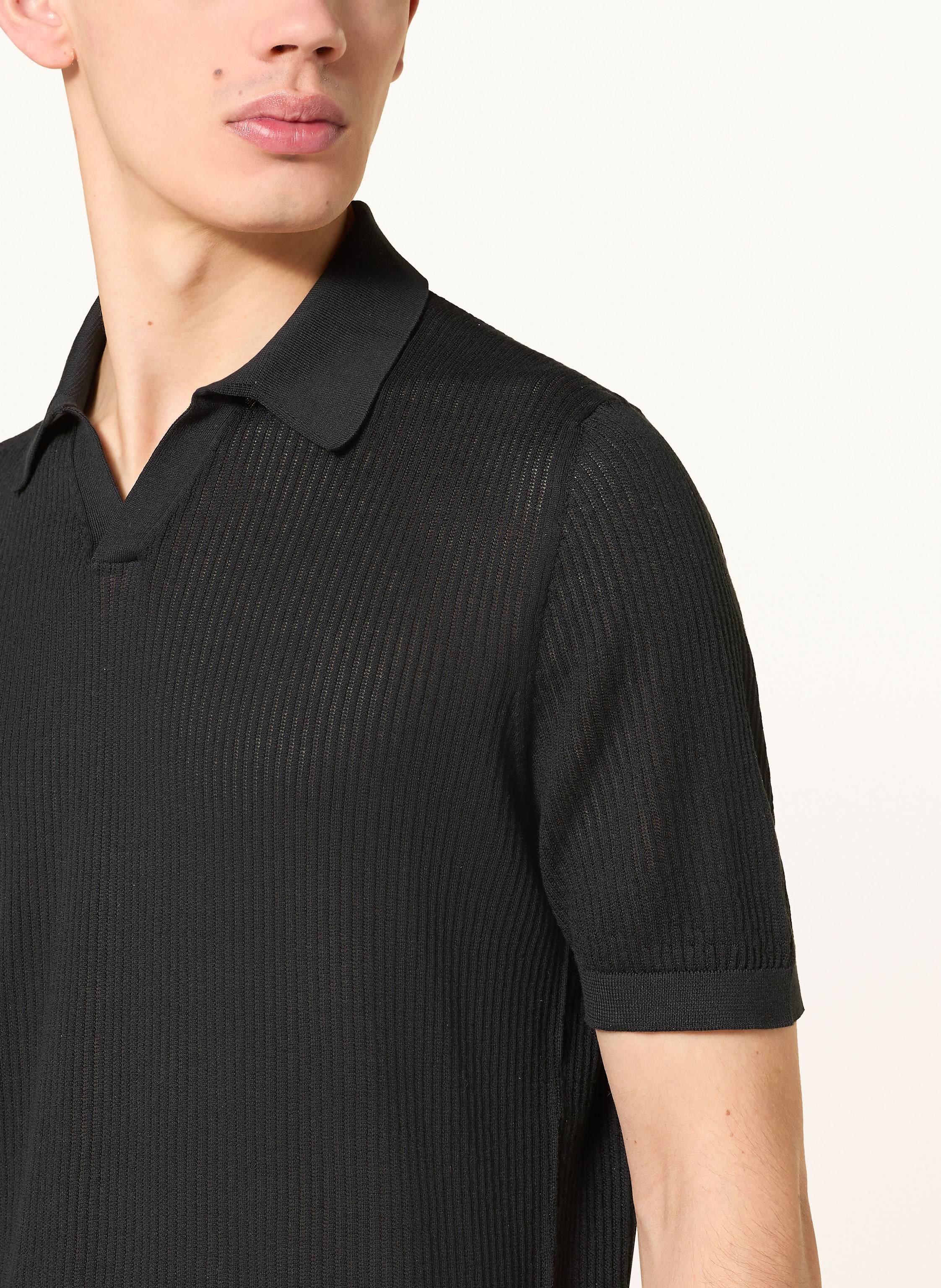 Thumbnail - Fedeli Strick-Poloshirt schwarz