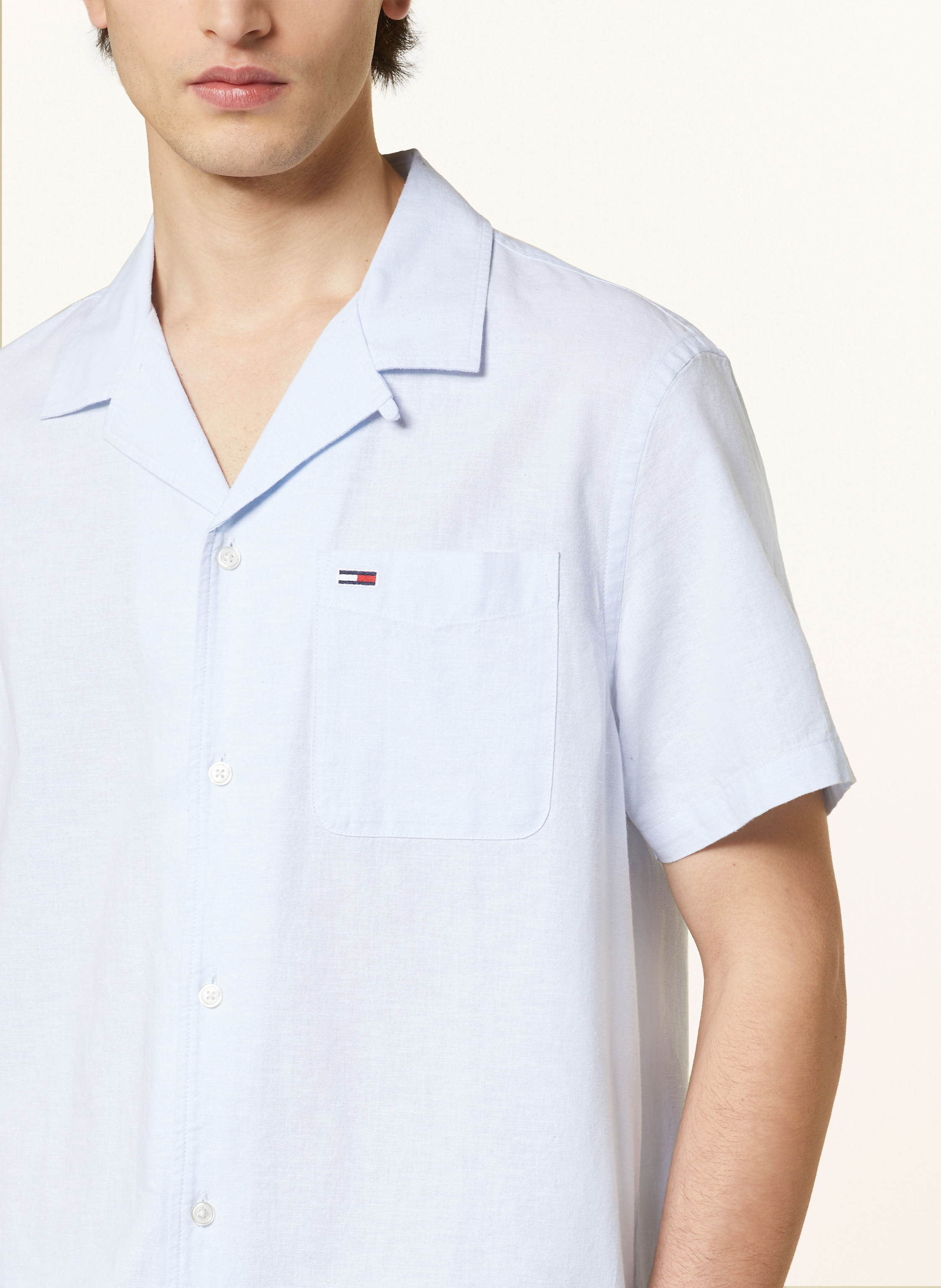 Thumbnail - Tommy Jeans Kurzarm-Hemd Regular Fit Mit Leinen blau