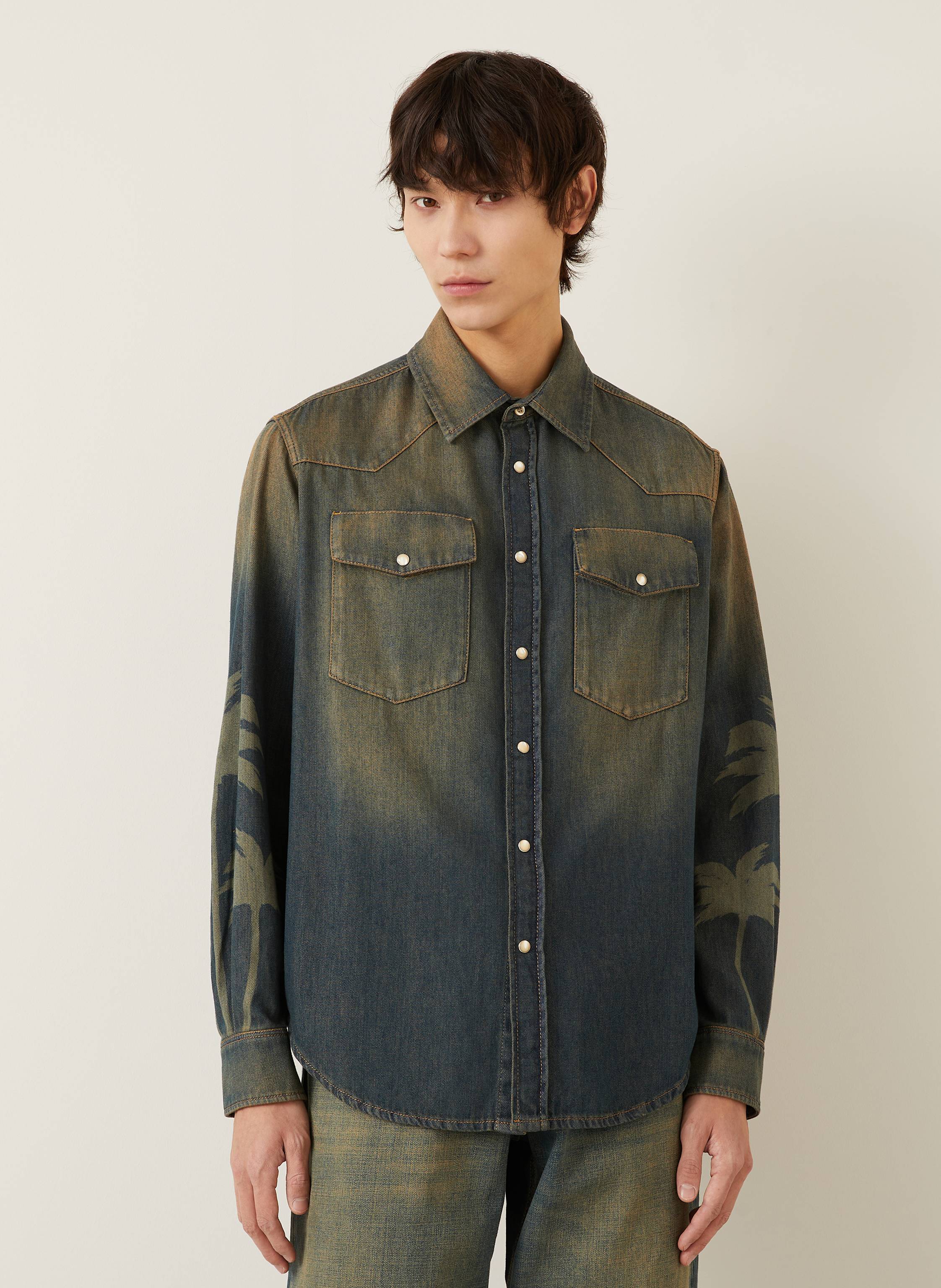 Thumbnail - Palm Angels Jeanshemd blau