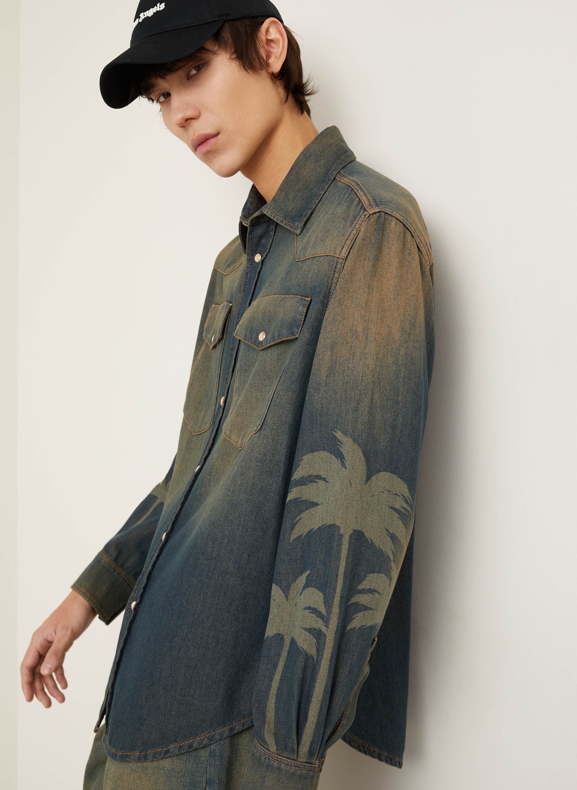 Thumbnail - Palm Angels Jeanshemd blau