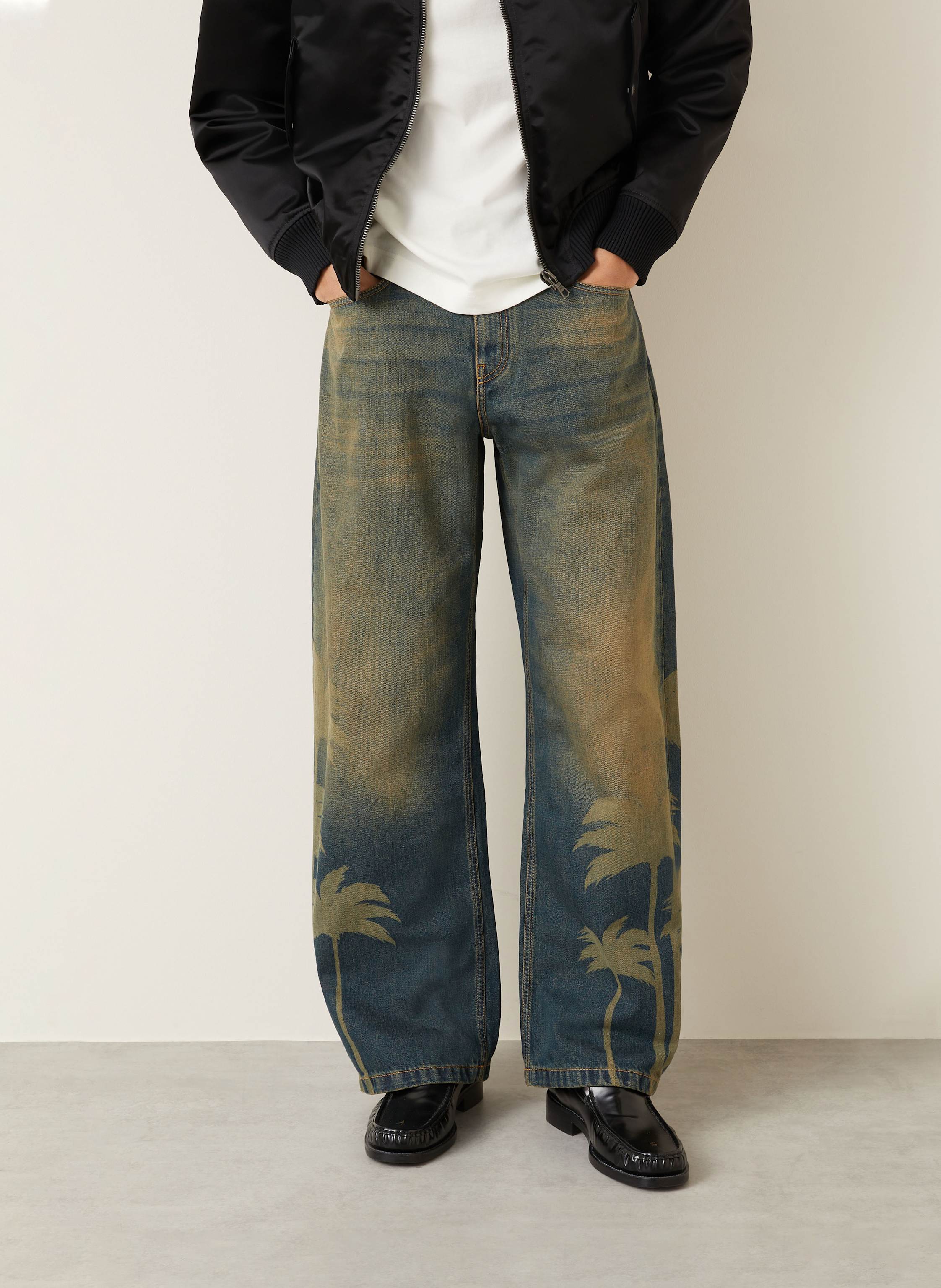 Thumbnail - Palm Angels Jeans Laser Palms blau
