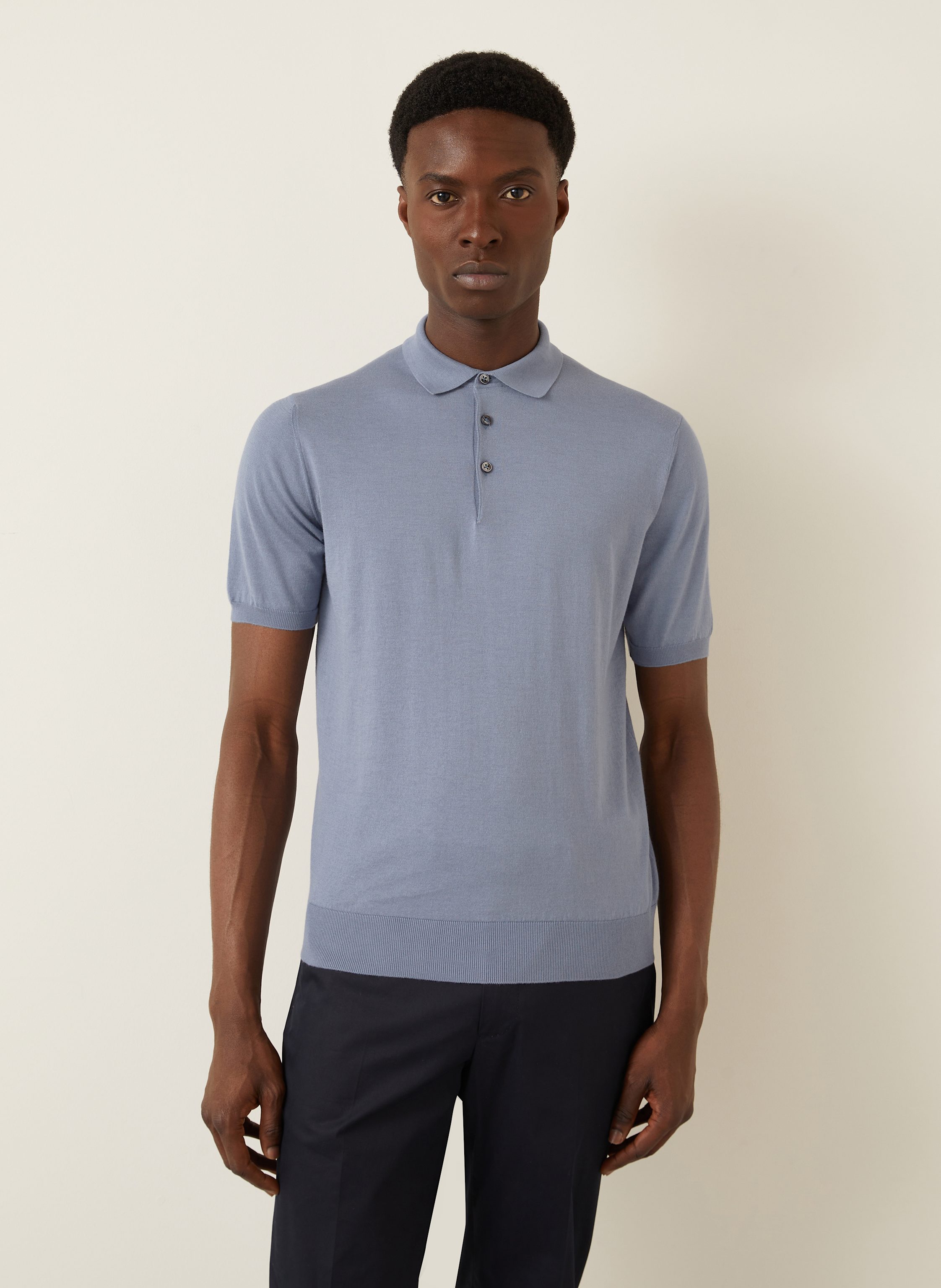 Thumbnail - Fioroni Strick-Poloshirt blau
