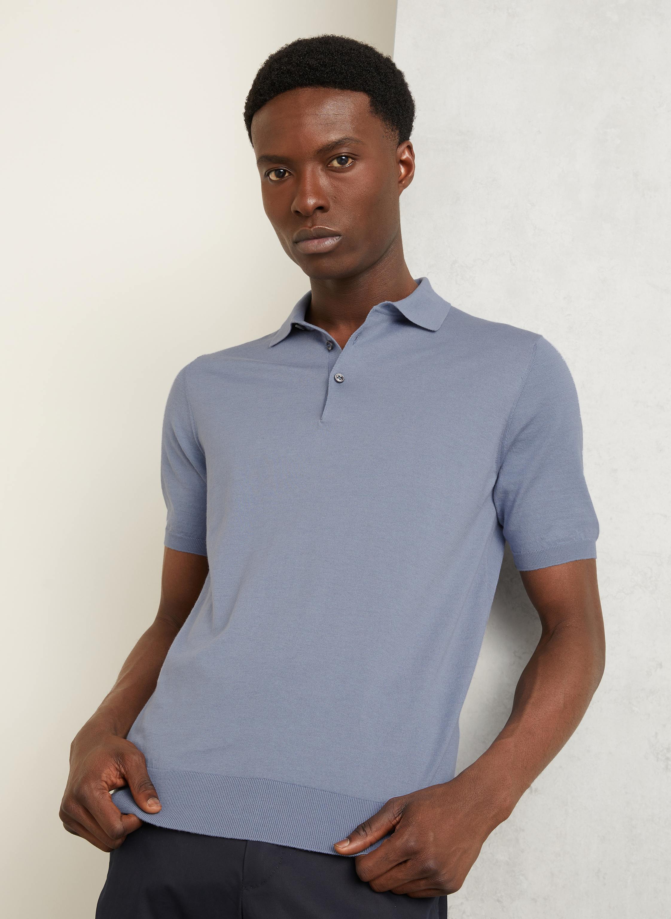 Thumbnail - Fioroni Strick-Poloshirt blau