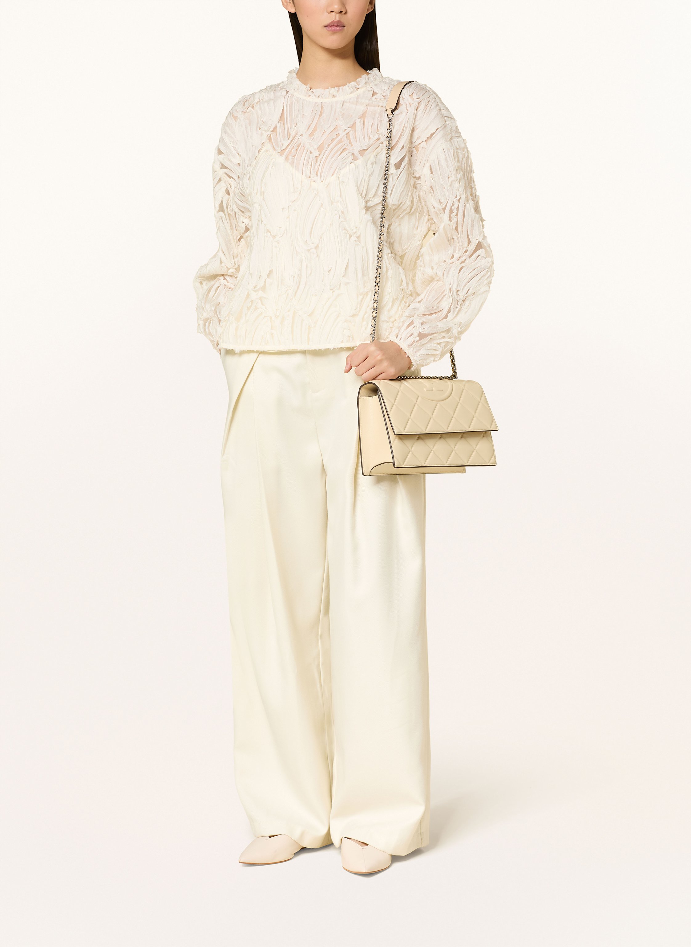 Thumbnail - Tory Burch Schultertasche Fleming beige