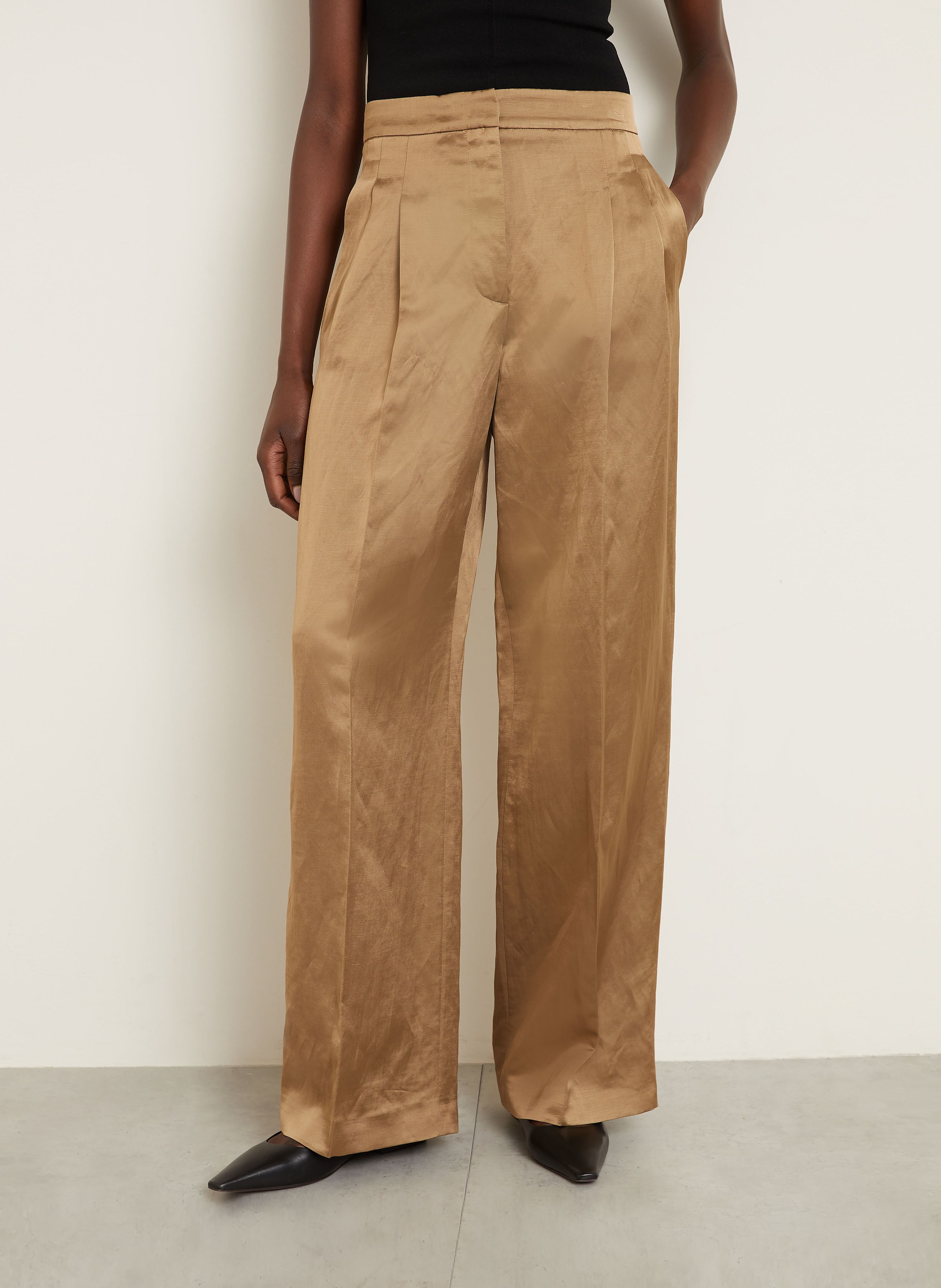 Thumbnail - Iris Von Arnim Satinhose Lainie Mit Leinen braun