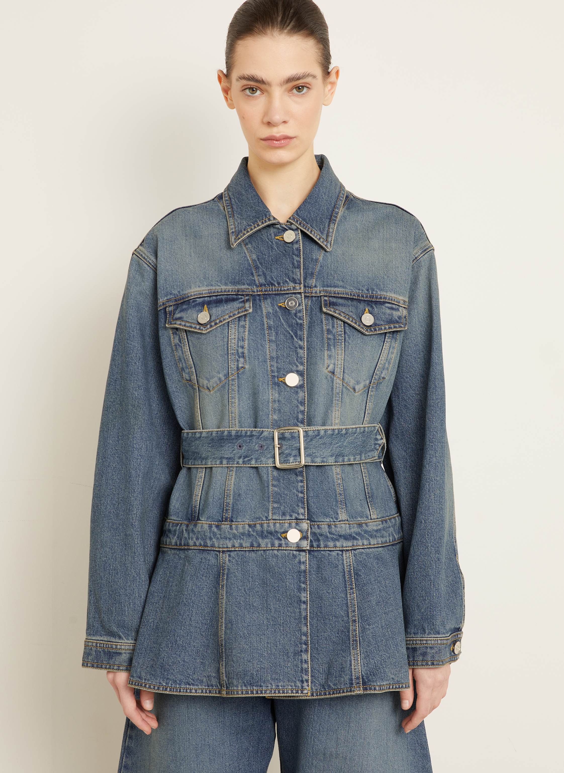 Thumbnail - Alaïa Jeansjacke blau
