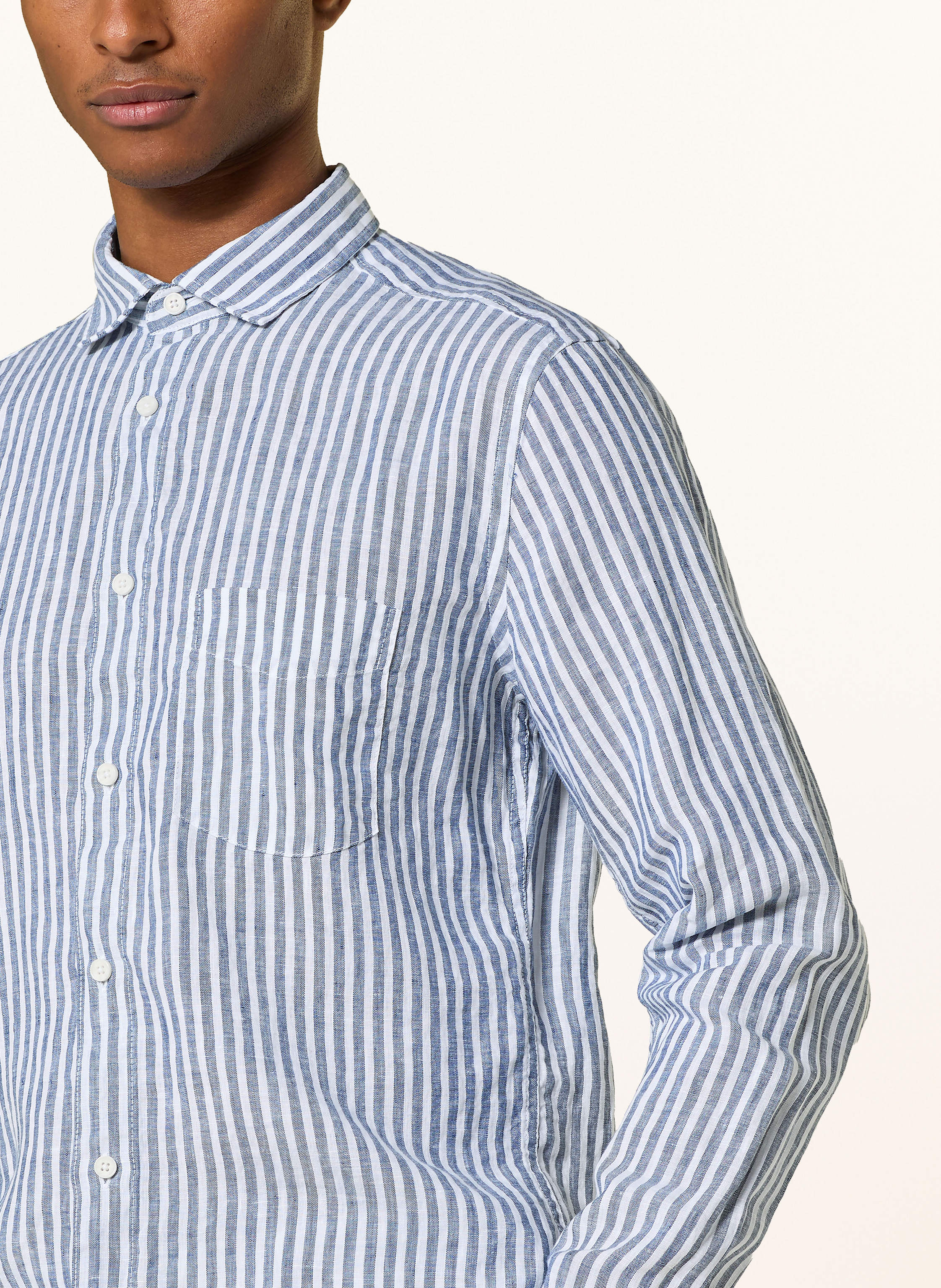 Thumbnail - Olymp Leinenhemd Casual Regular Fit blau