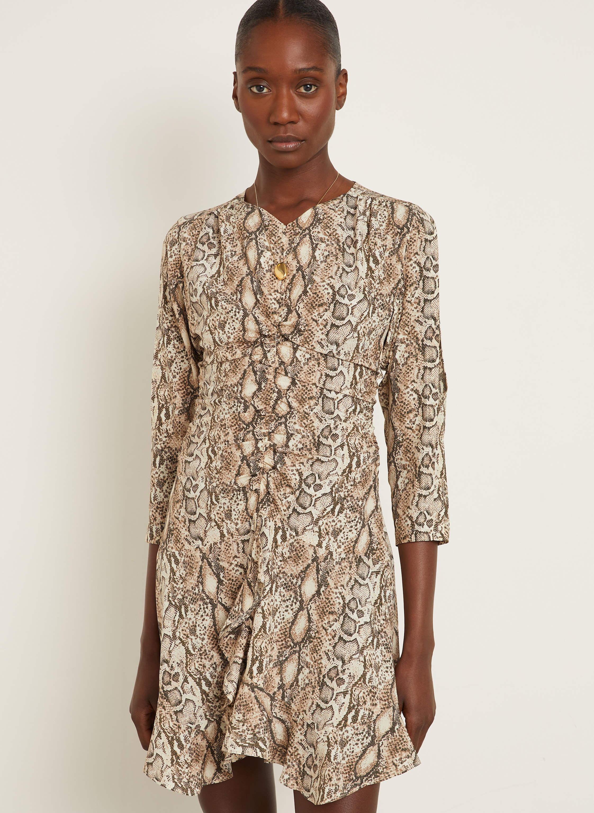 Thumbnail - Isabel Marant Cocktailkleid Octavia Aus Seide Mit 3/4-Arm beige