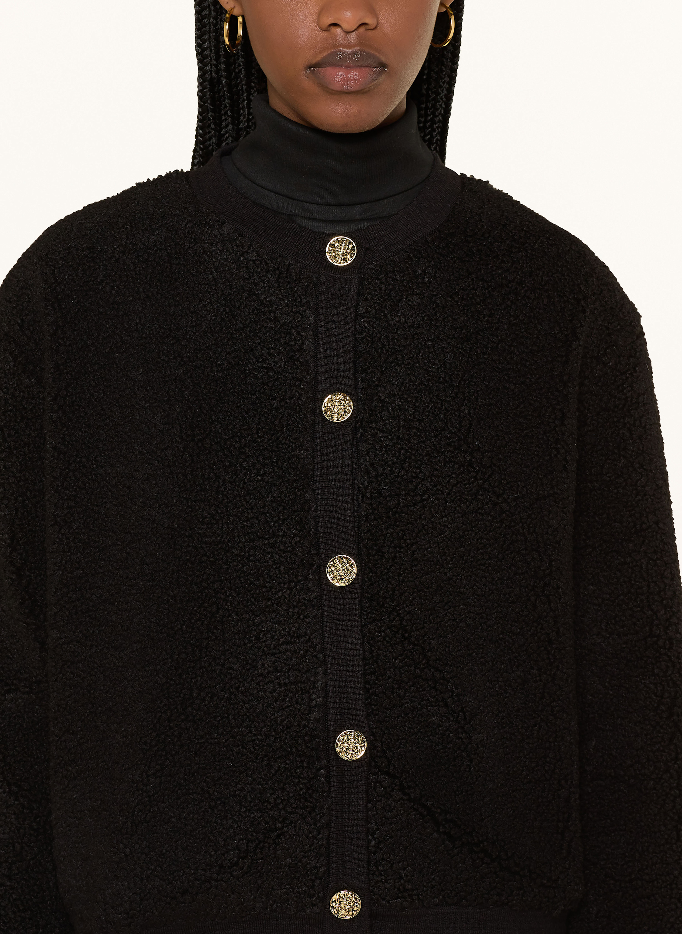 Thumbnail - Neo Noir Teddyfell-Jacke schwarz