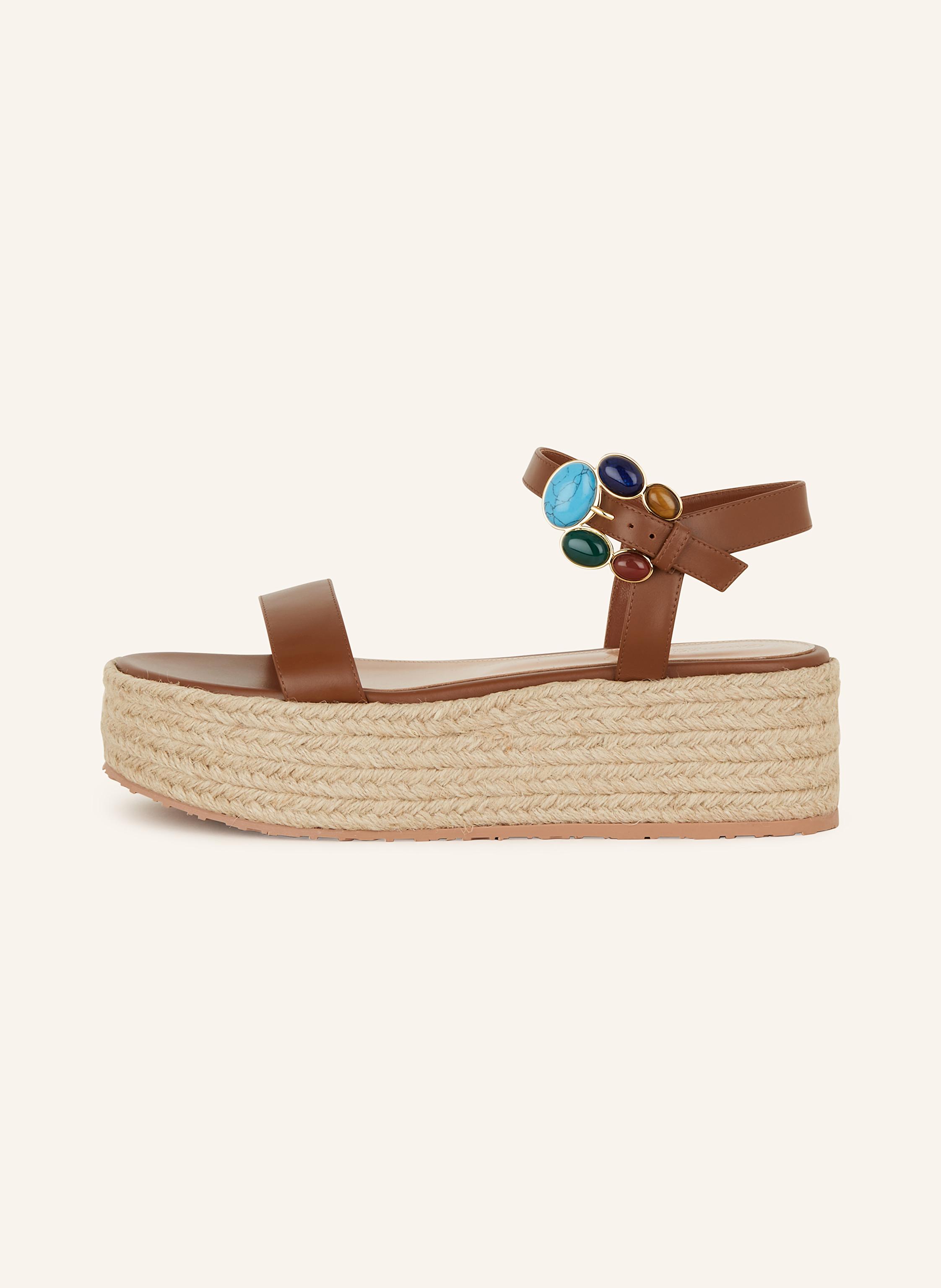 Thumbnail - Gianvito Rossi Plateau-Sandalen Mit Schmucksteinen braun