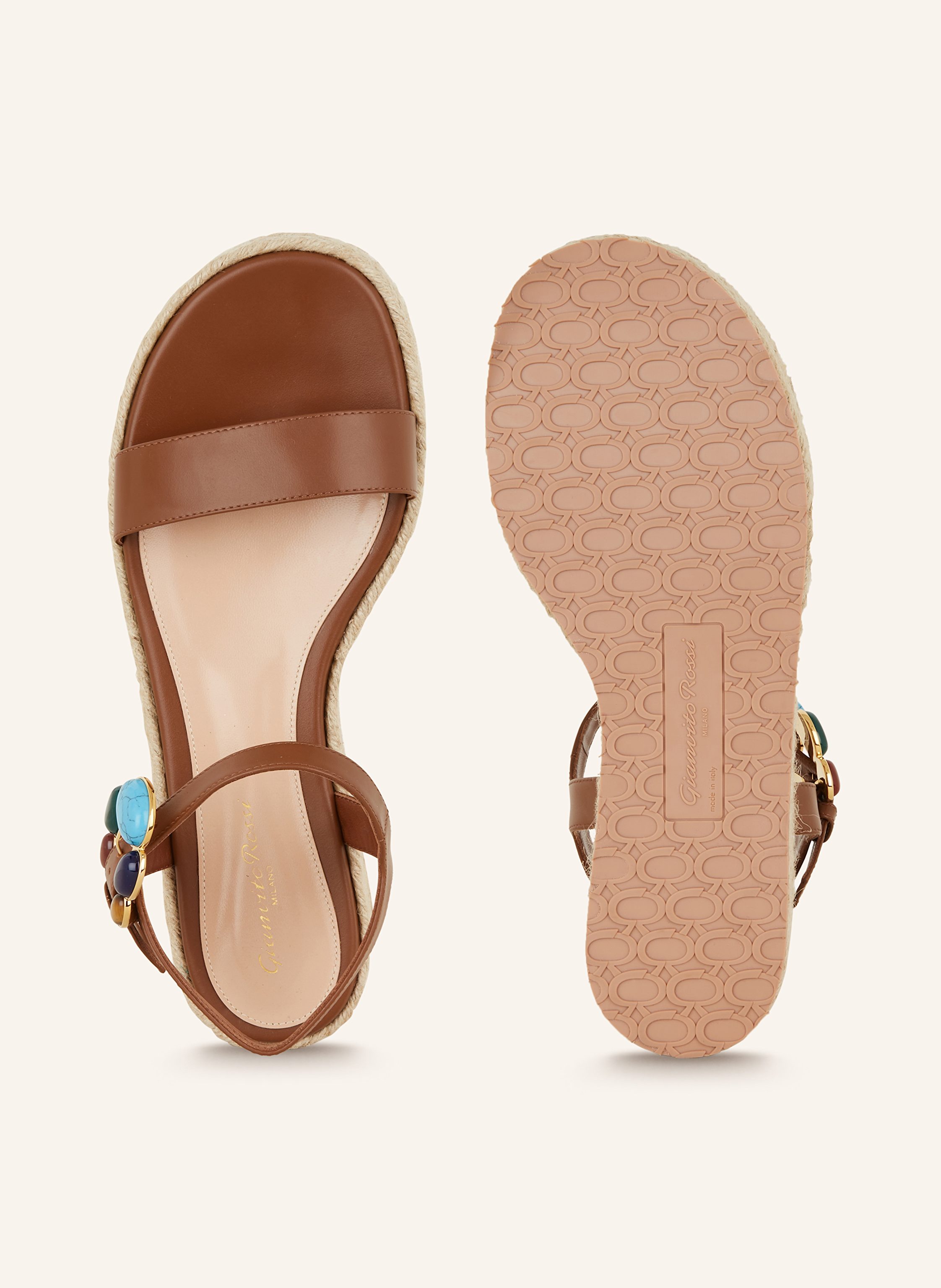 Thumbnail - Gianvito Rossi Plateau-Sandalen Mit Schmucksteinen braun