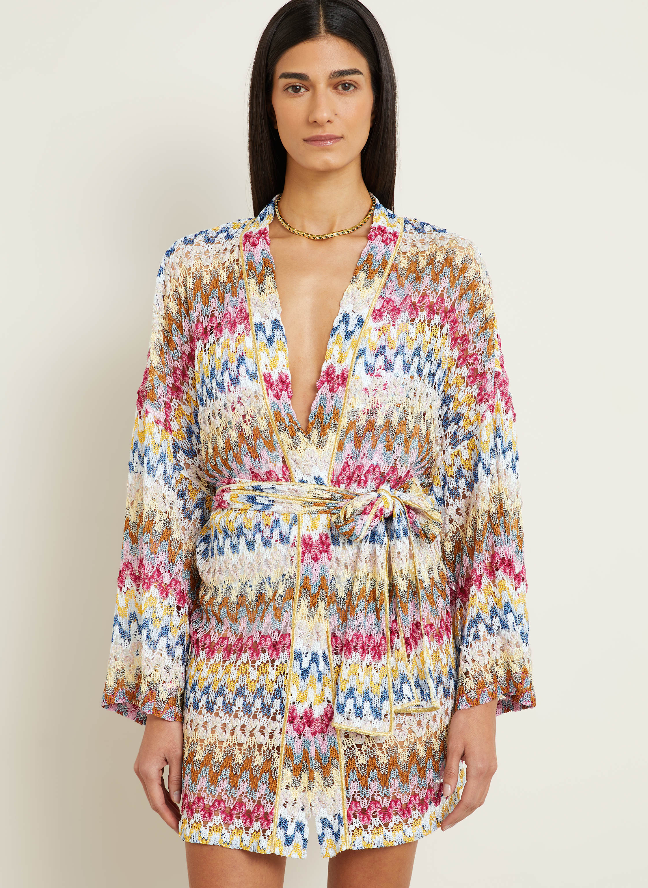 Thumbnail - Missoni Kimono Mit Glitzergarn pink