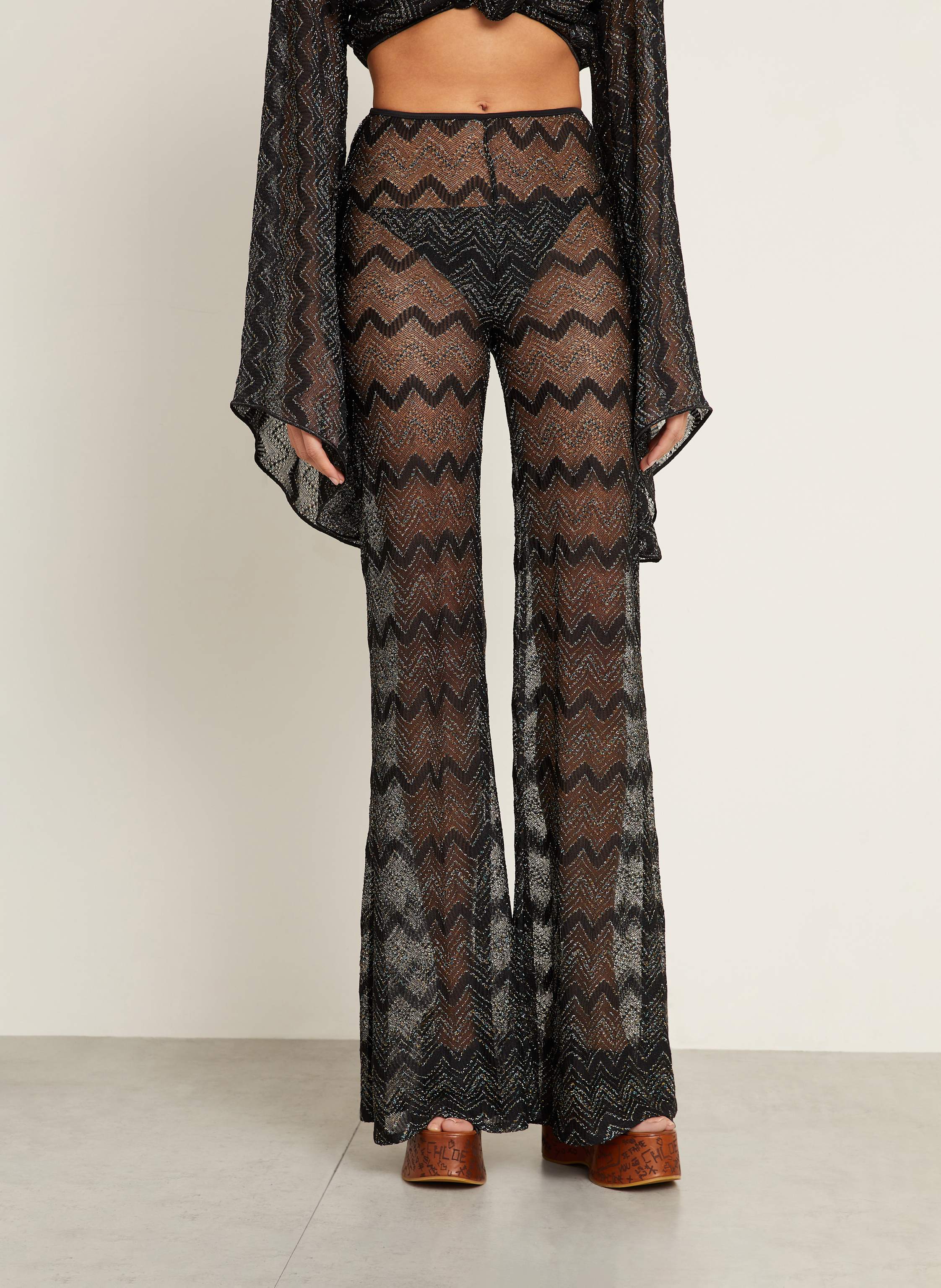 Thumbnail - Missoni Mesh-Hose Mit Glitzergarn schwarz