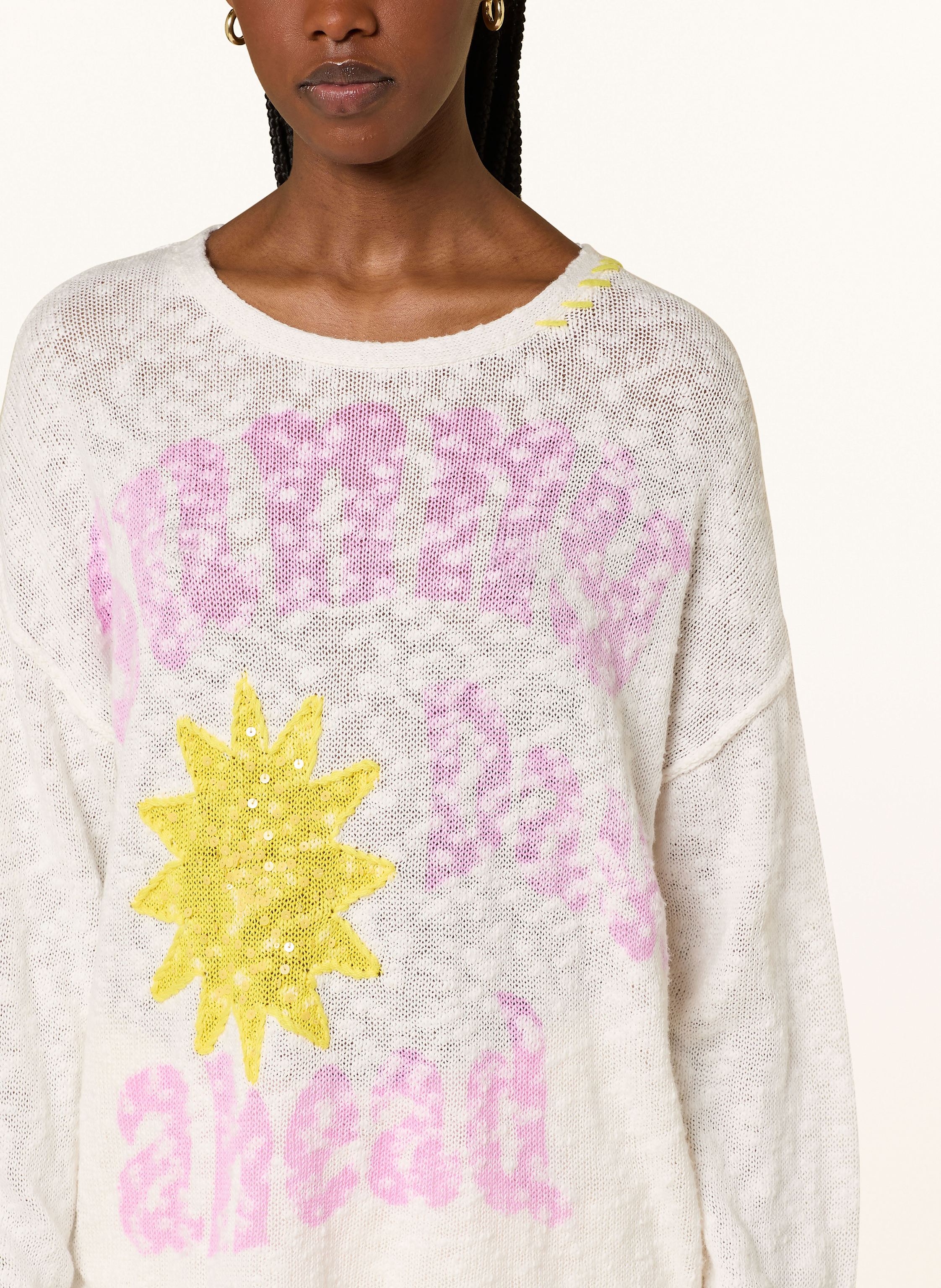 Thumbnail - Grace Pullover Mit Leinen Und Pailletten weiss