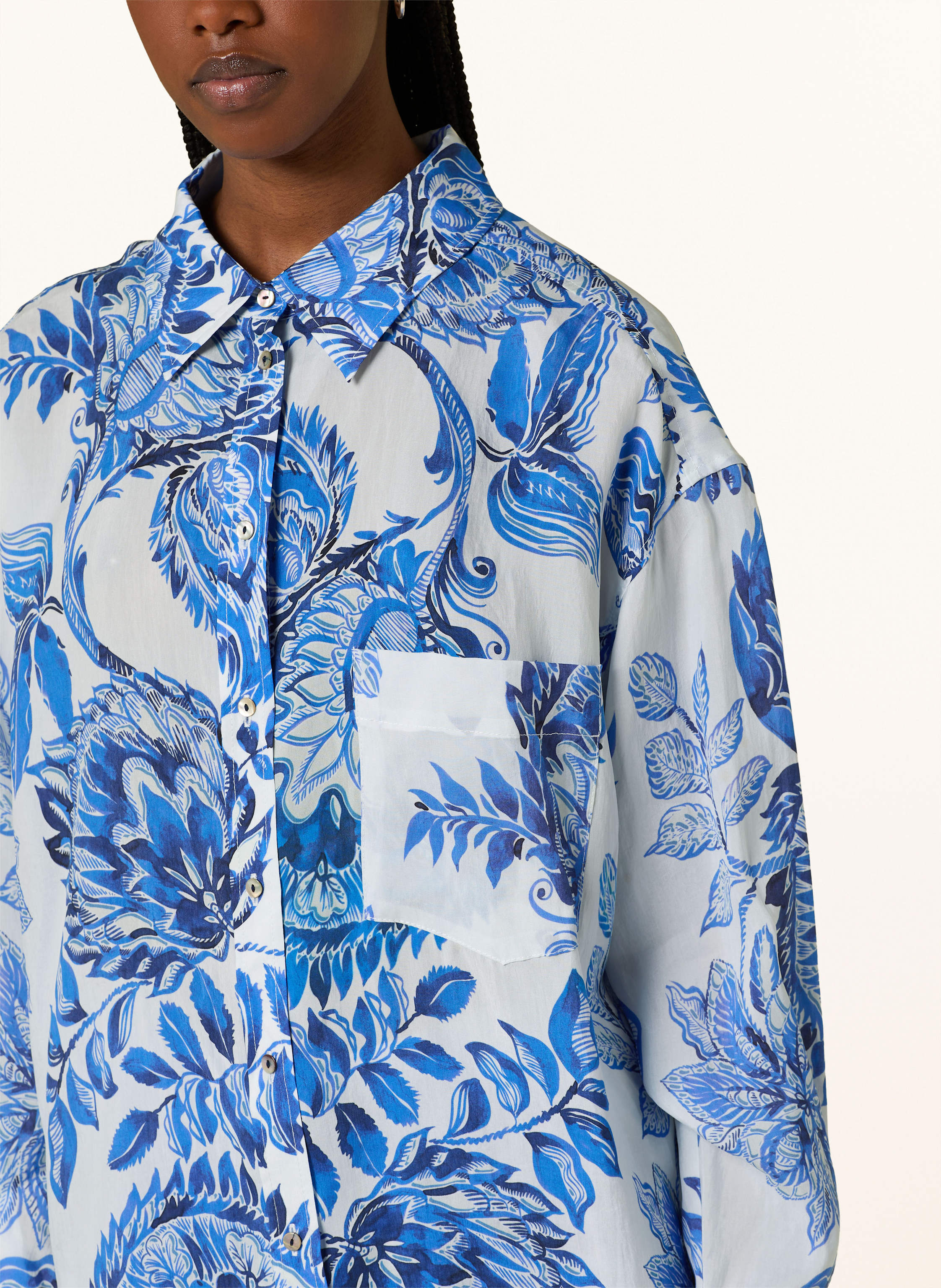 Thumbnail - Grace Hemdbluse Aus Satin blau