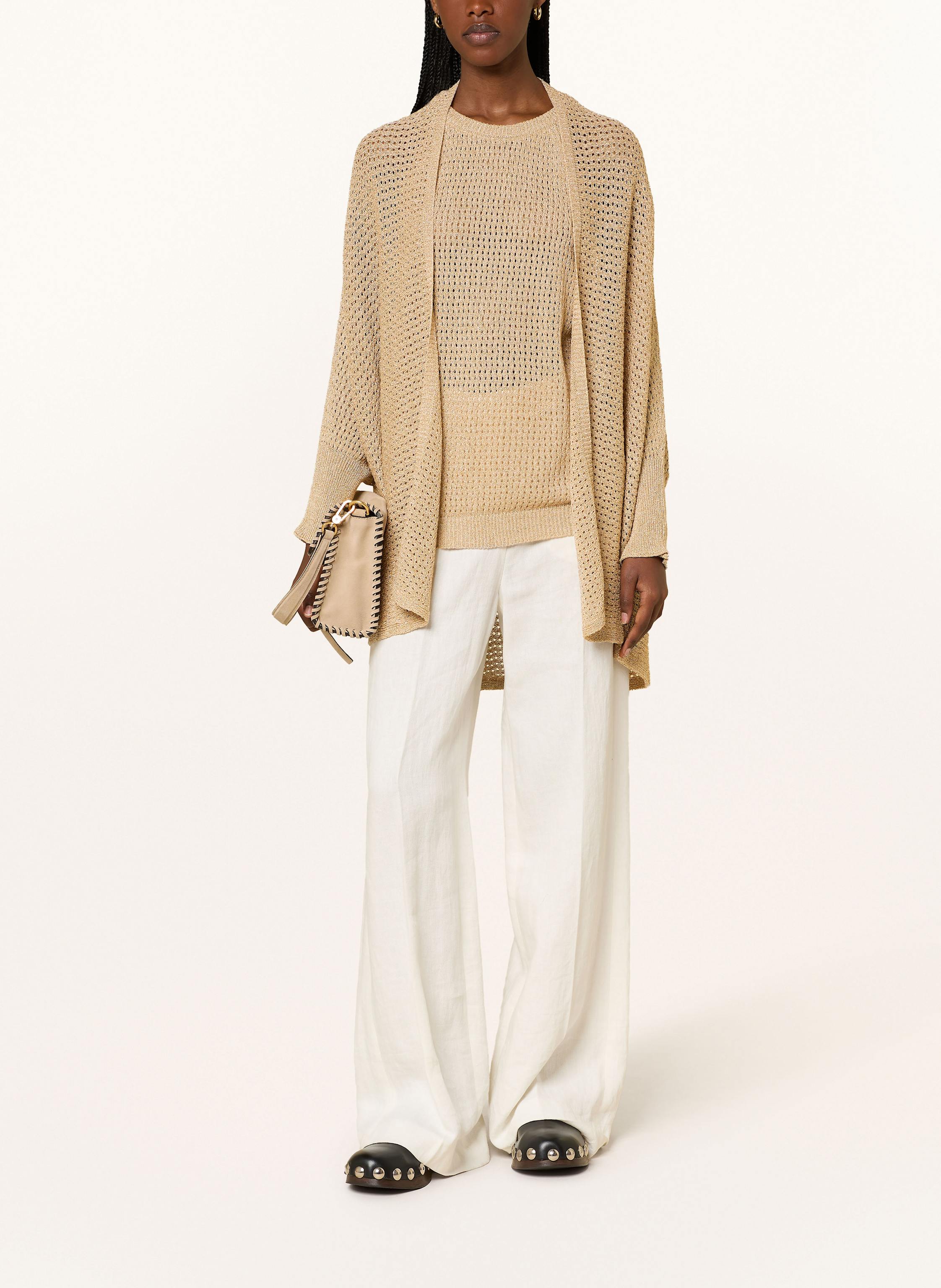 Thumbnail - Grace Stricktop Mit Glitzergarn beige