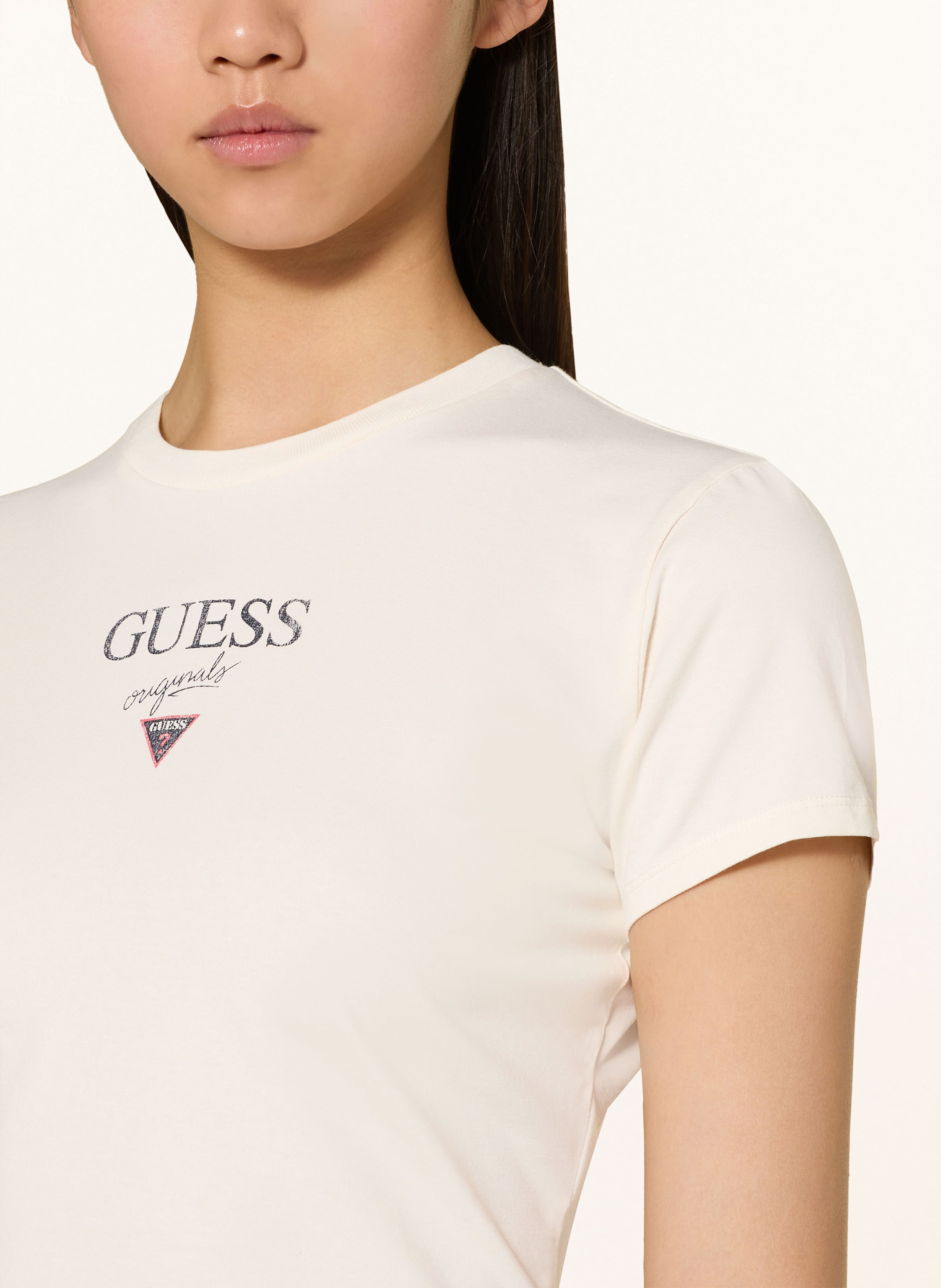 Thumbnail - Guess Jeans Cropped-Shirt Go Vintage Baker beige