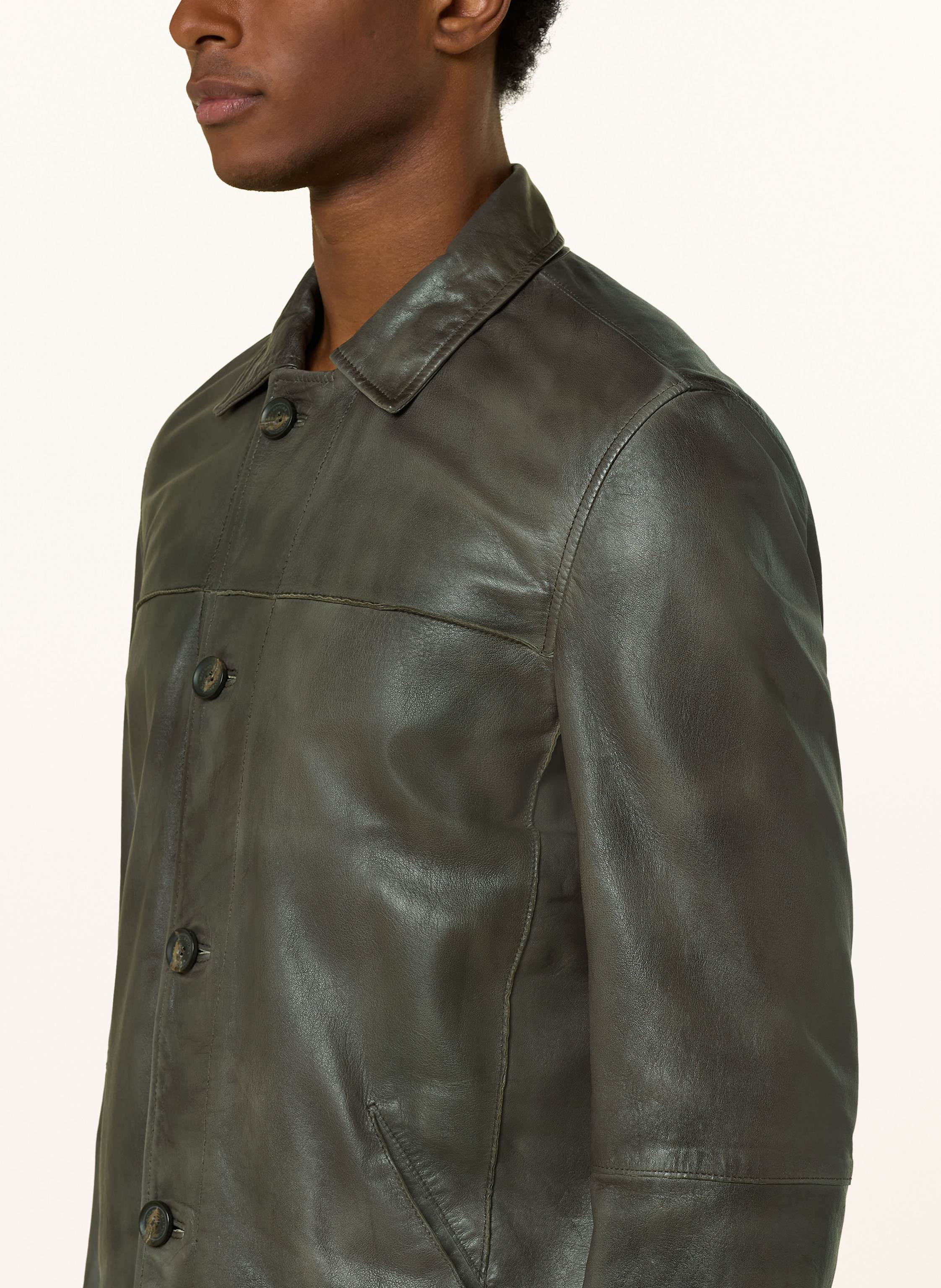 Thumbnail - Milestone Lederjacke Mshampton gruen