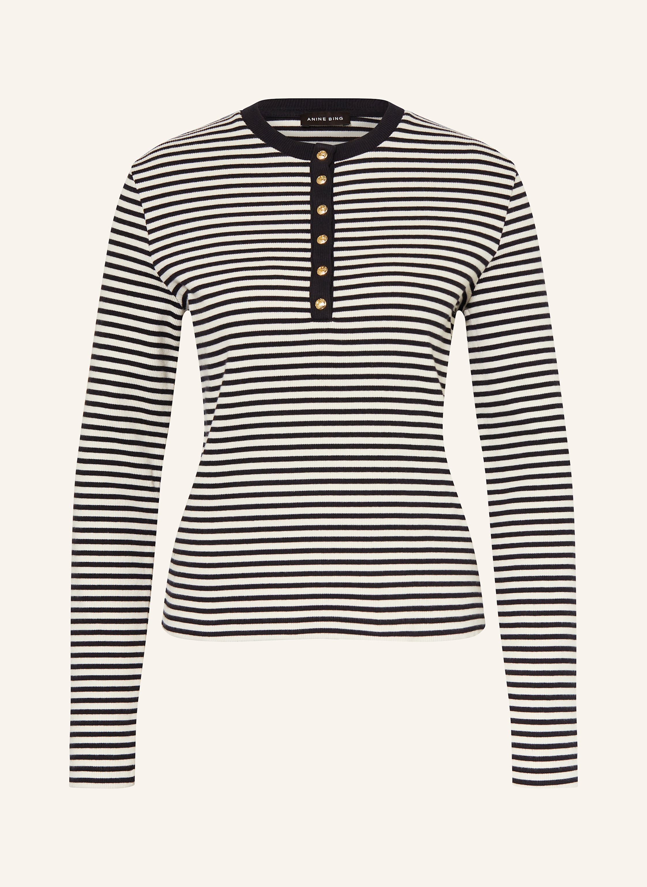 ANINE BING Long sleeve shirt ALESSIA in black / cream