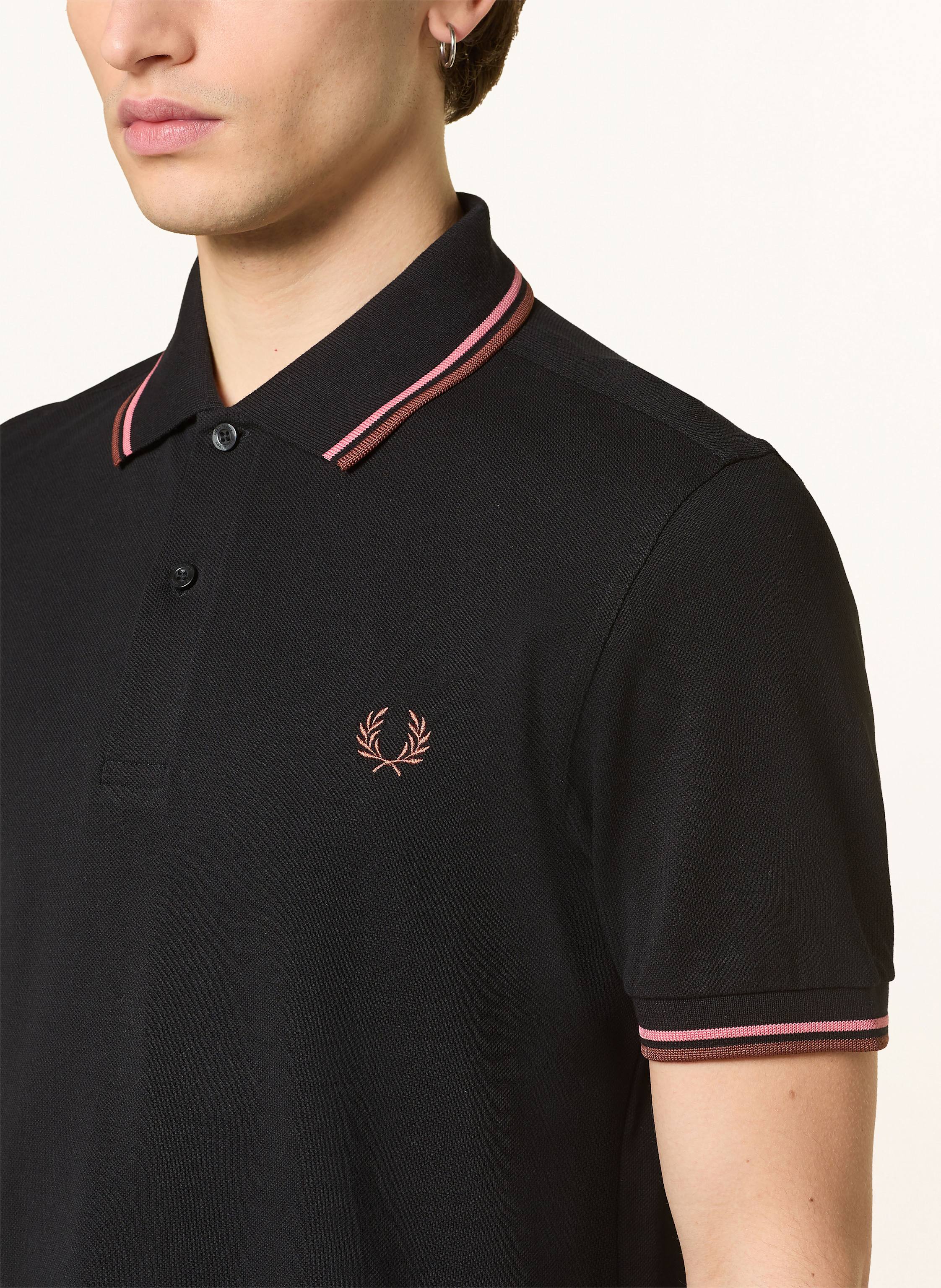 Thumbnail - Fred Perry Piqué-Poloshirt schwarz