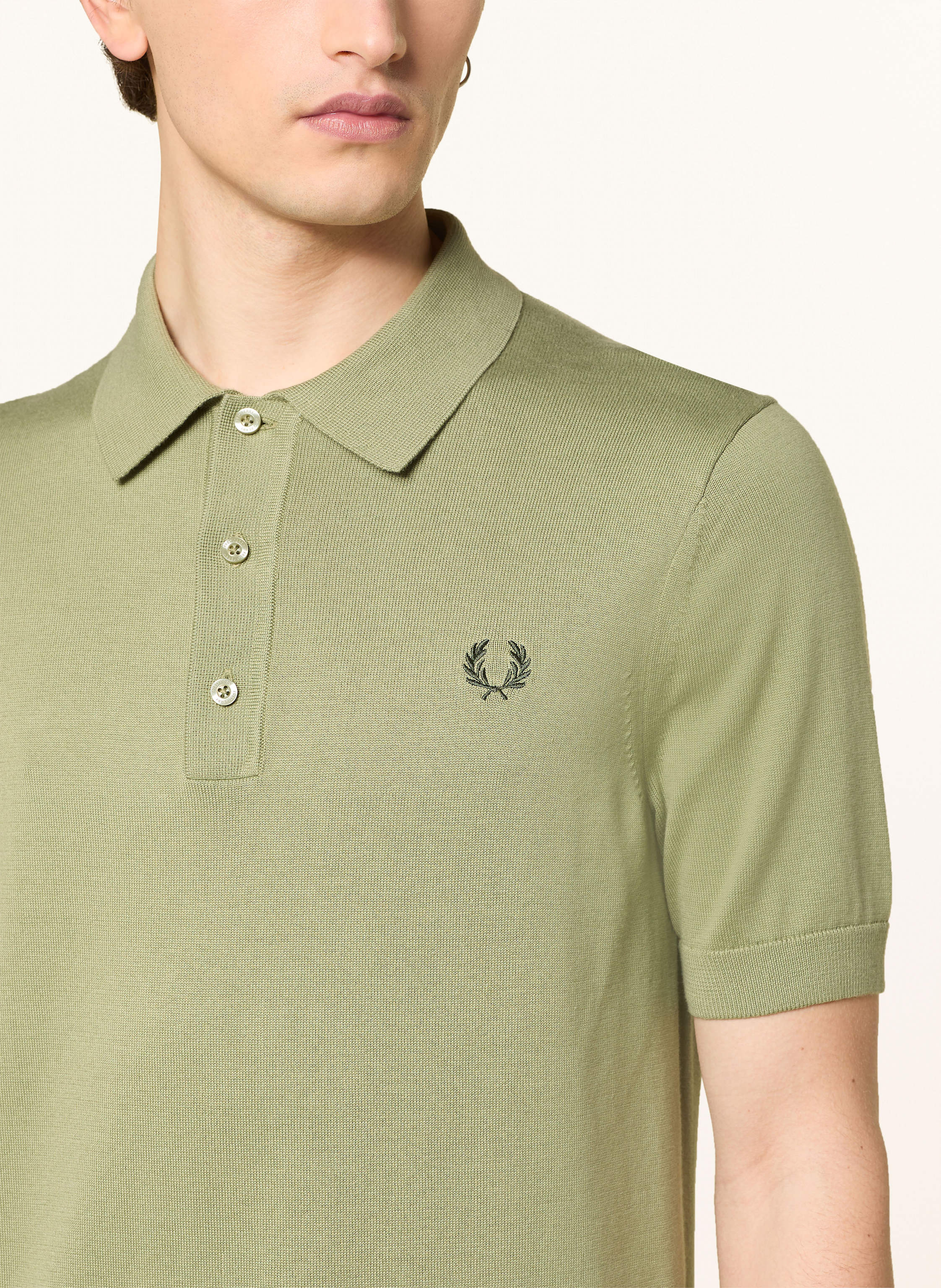 Thumbnail - Fred Perry Strick-Poloshirt gruen