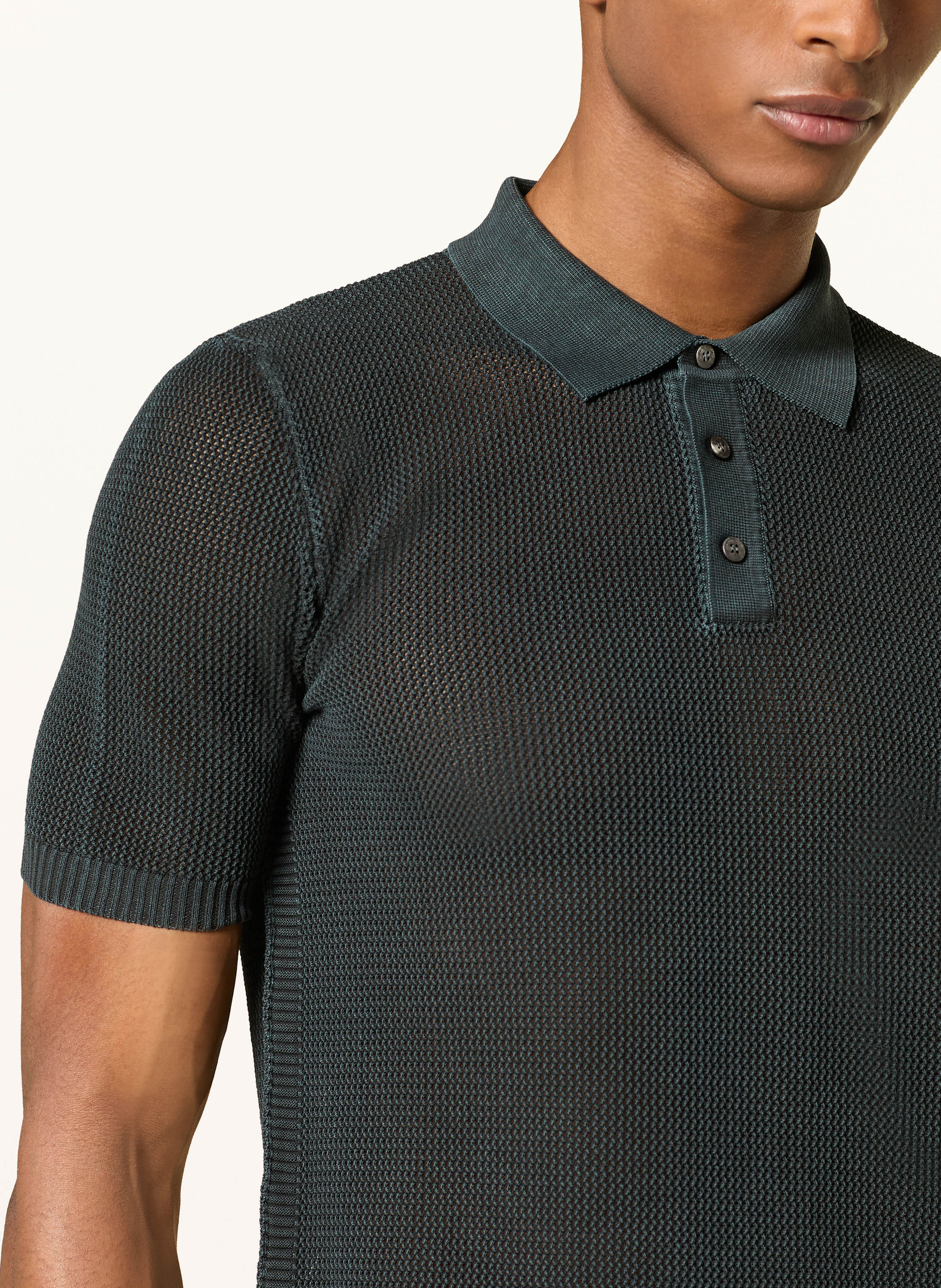 Thumbnail - Roberto Collina Strick-Poloshirt schwarz