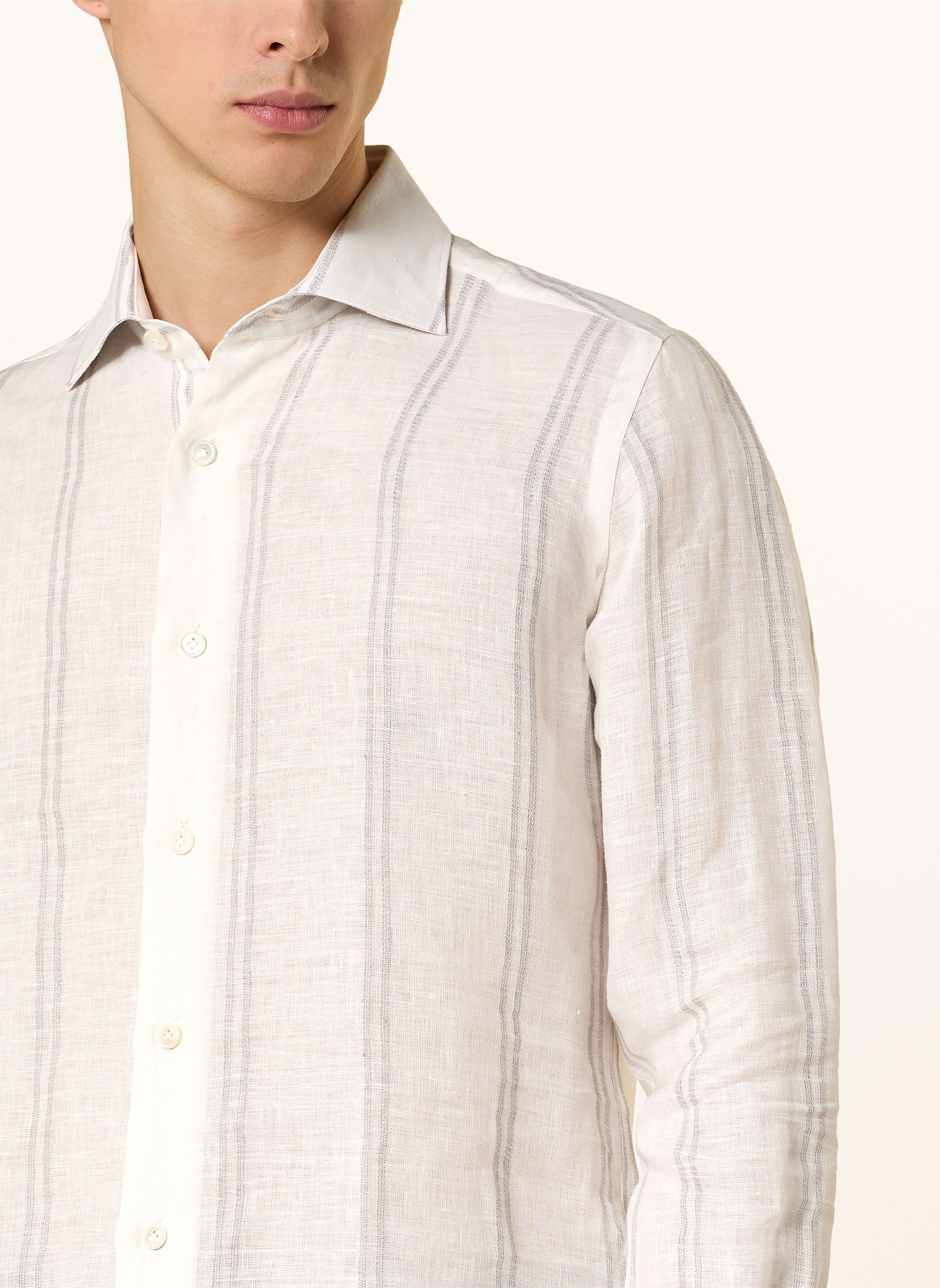 Thumbnail - Eleventy Leinenhemd Slim Fit weiss