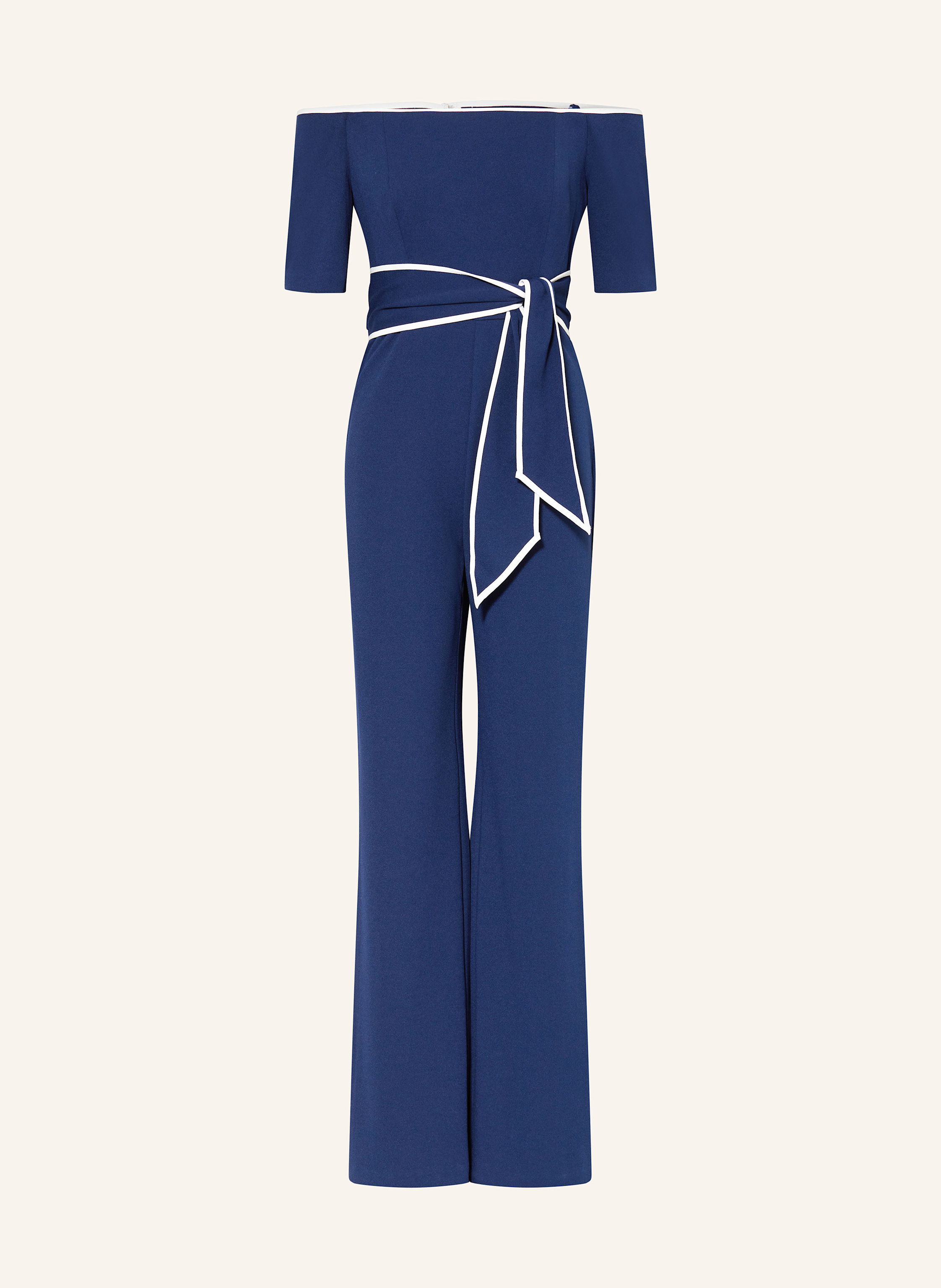 ADRIANNA PAPELL Off-Shoulder-Jumpsuit in dunkelblau / ecru