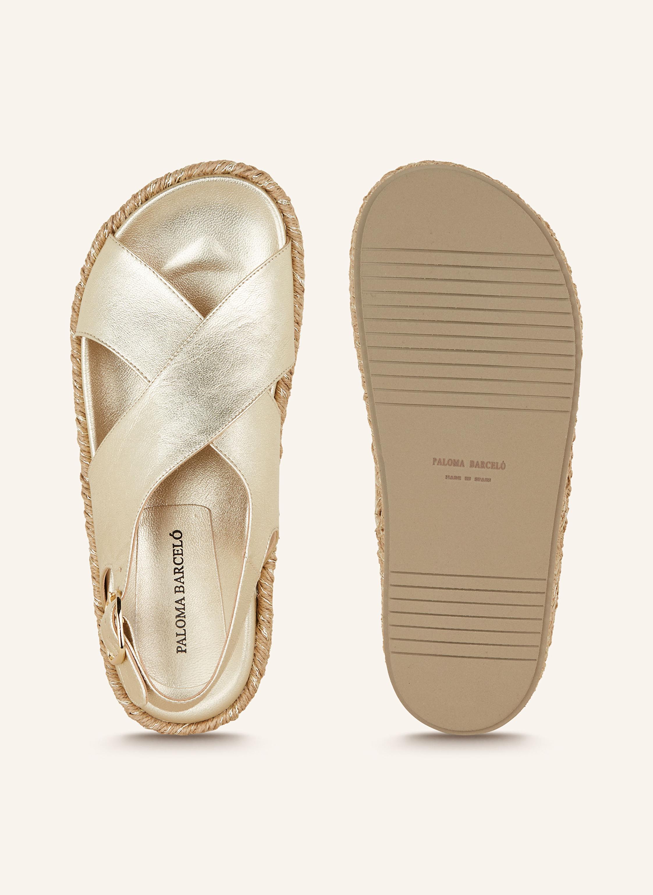 Thumbnail - Paloma Barceló Plateau-Sandalen Francia Mit Glitzergarn gold
