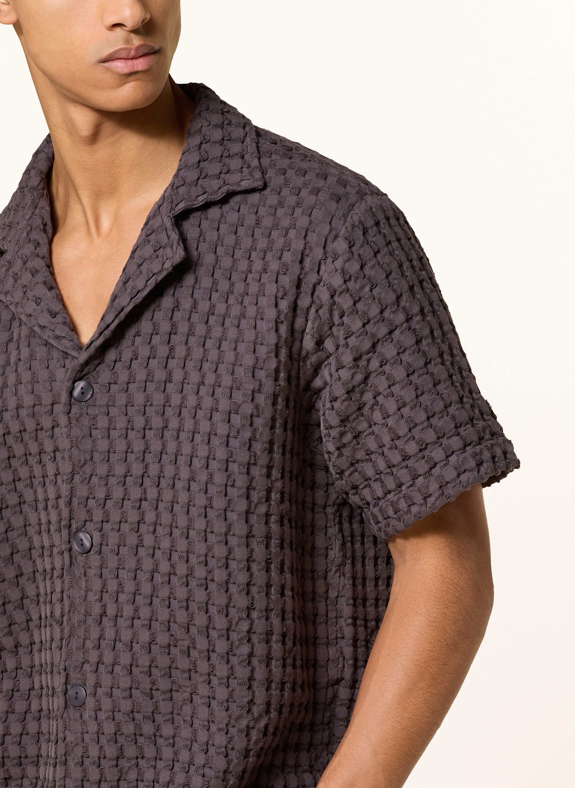 Thumbnail - Oas Resorthemd Nearly Black Comfort Fit grau