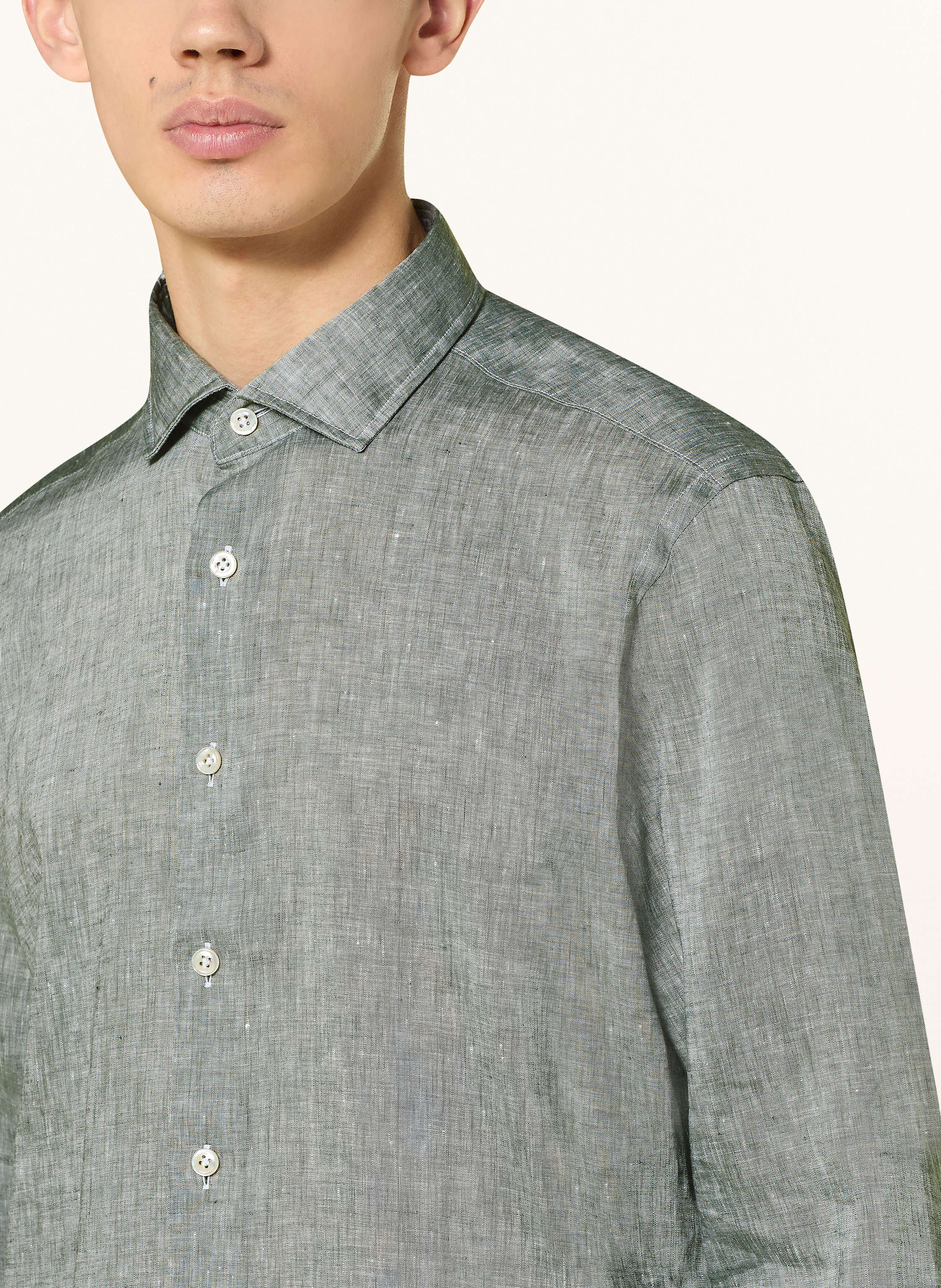 Thumbnail - Olymp Signature Leinenhemd Tailored Fit gruen