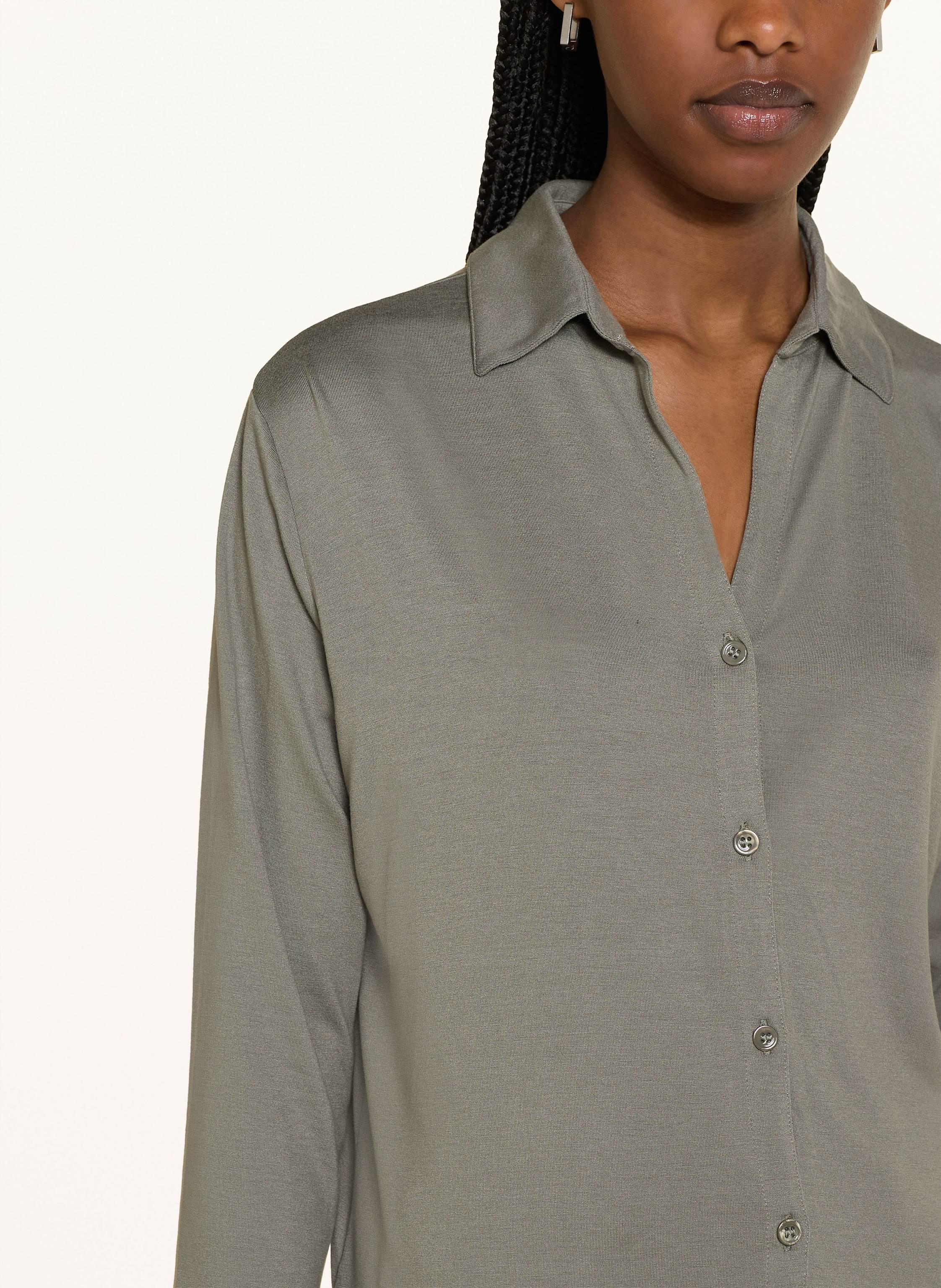 Thumbnail - Majestic Filatures Cropped-Hemdbluse Mit 3/4-Arm gruen