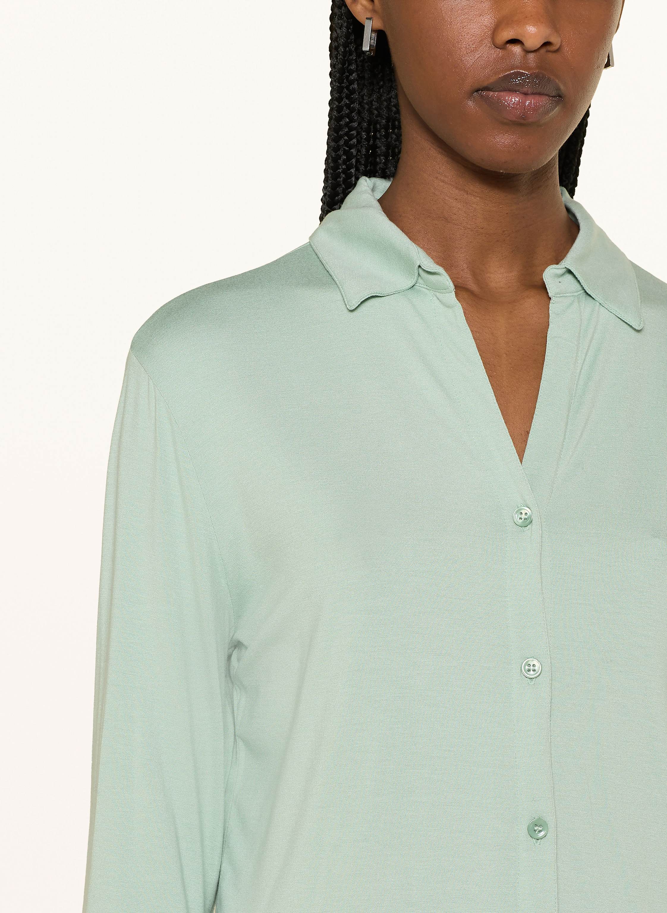 Thumbnail - Majestic Filatures Cropped-Hemdbluse Mit 3/4-Arm blau