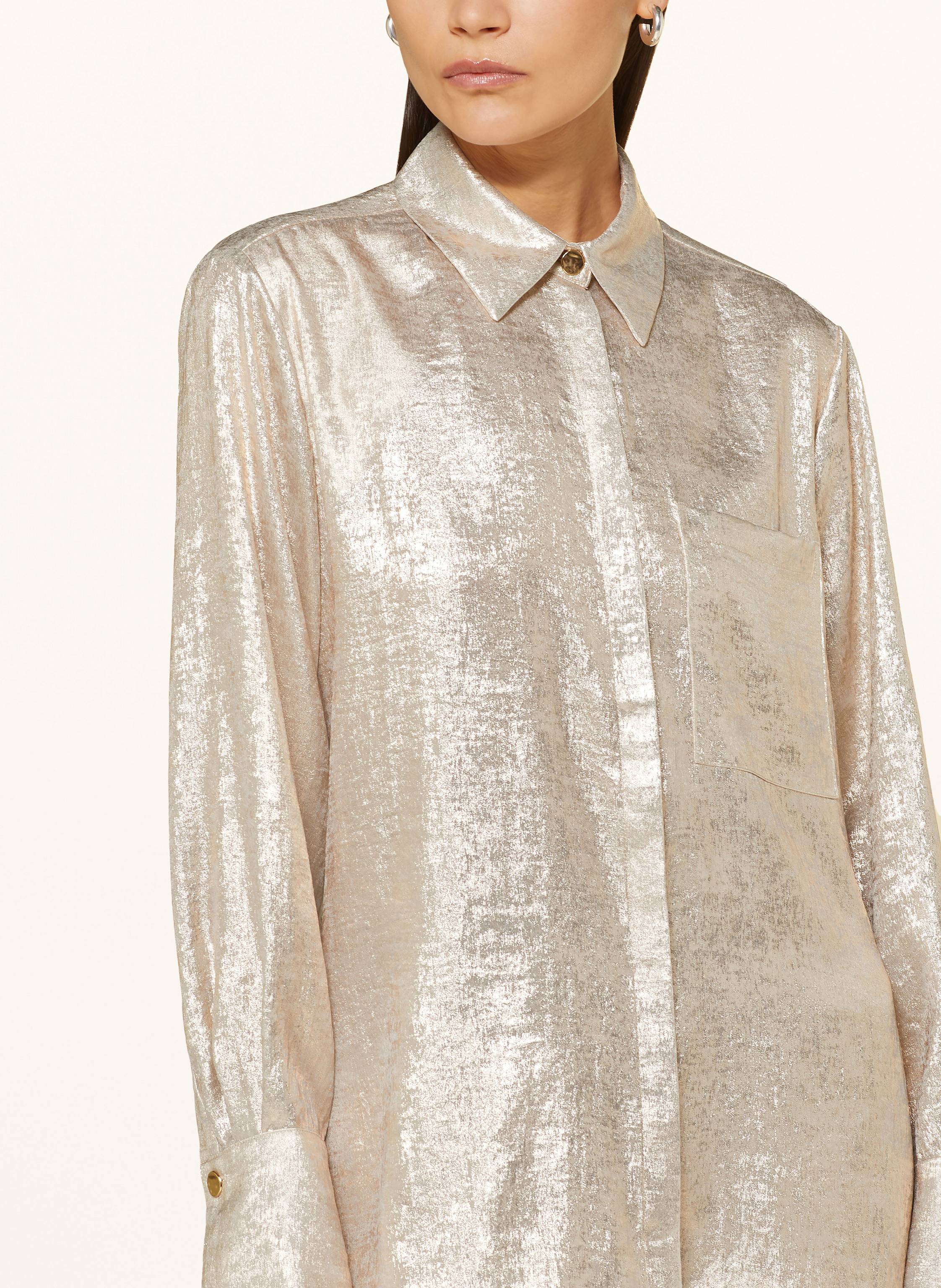 Thumbnail - dante6 Hemdbluse Cathin Aus Jacquard Mit Glitzergarn beige