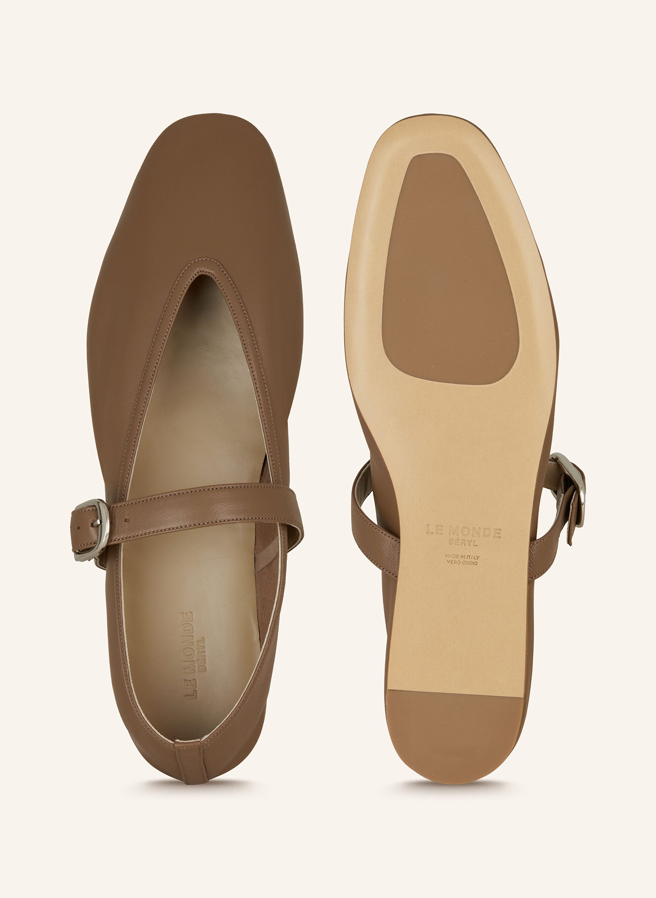 Thumbnail - Le Monde Béryl Mary-Jane-Ballerinas beige