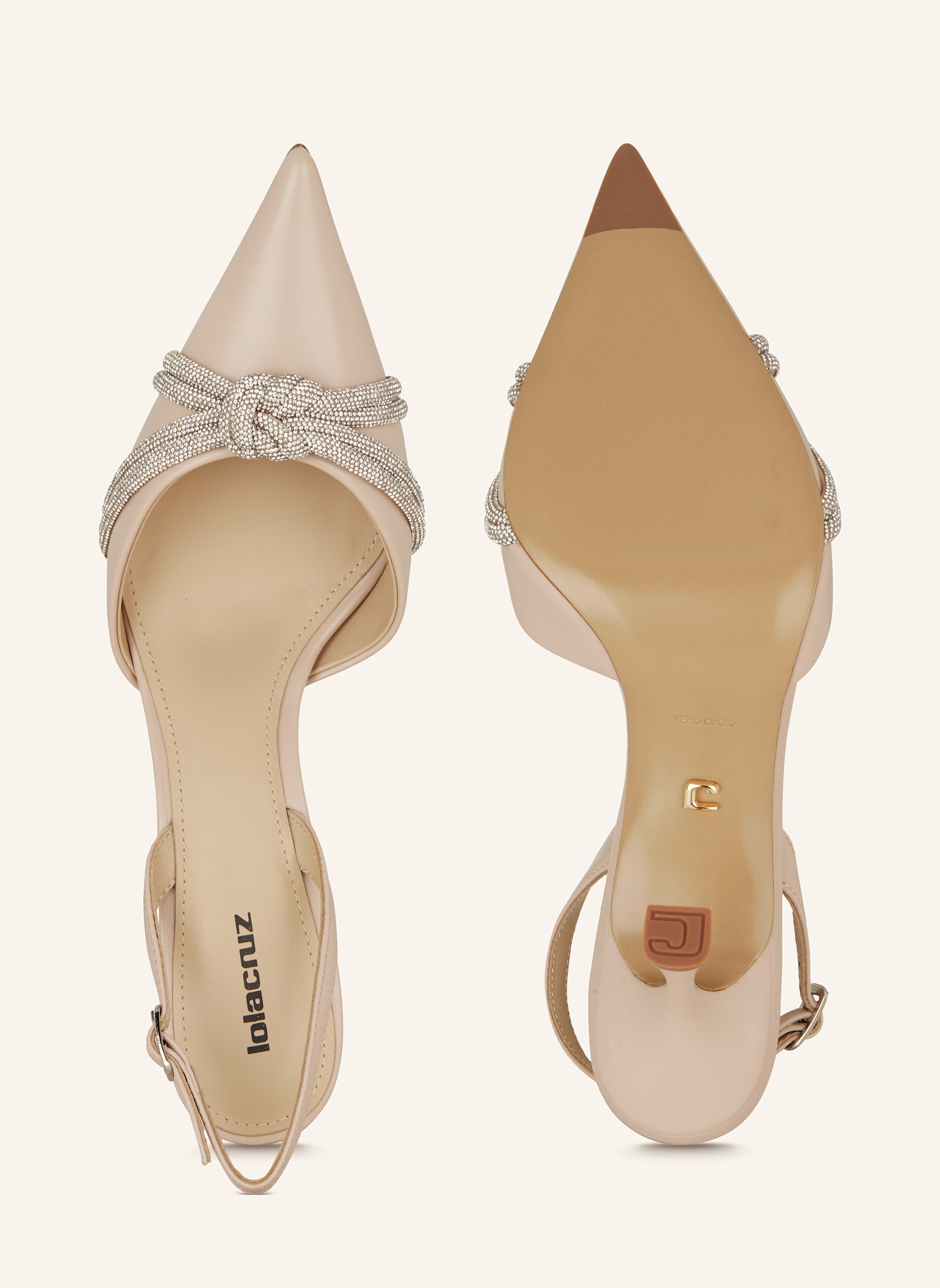 Thumbnail - Lola Cruz Slingpumps Alice Mit Schmucksteinen beige