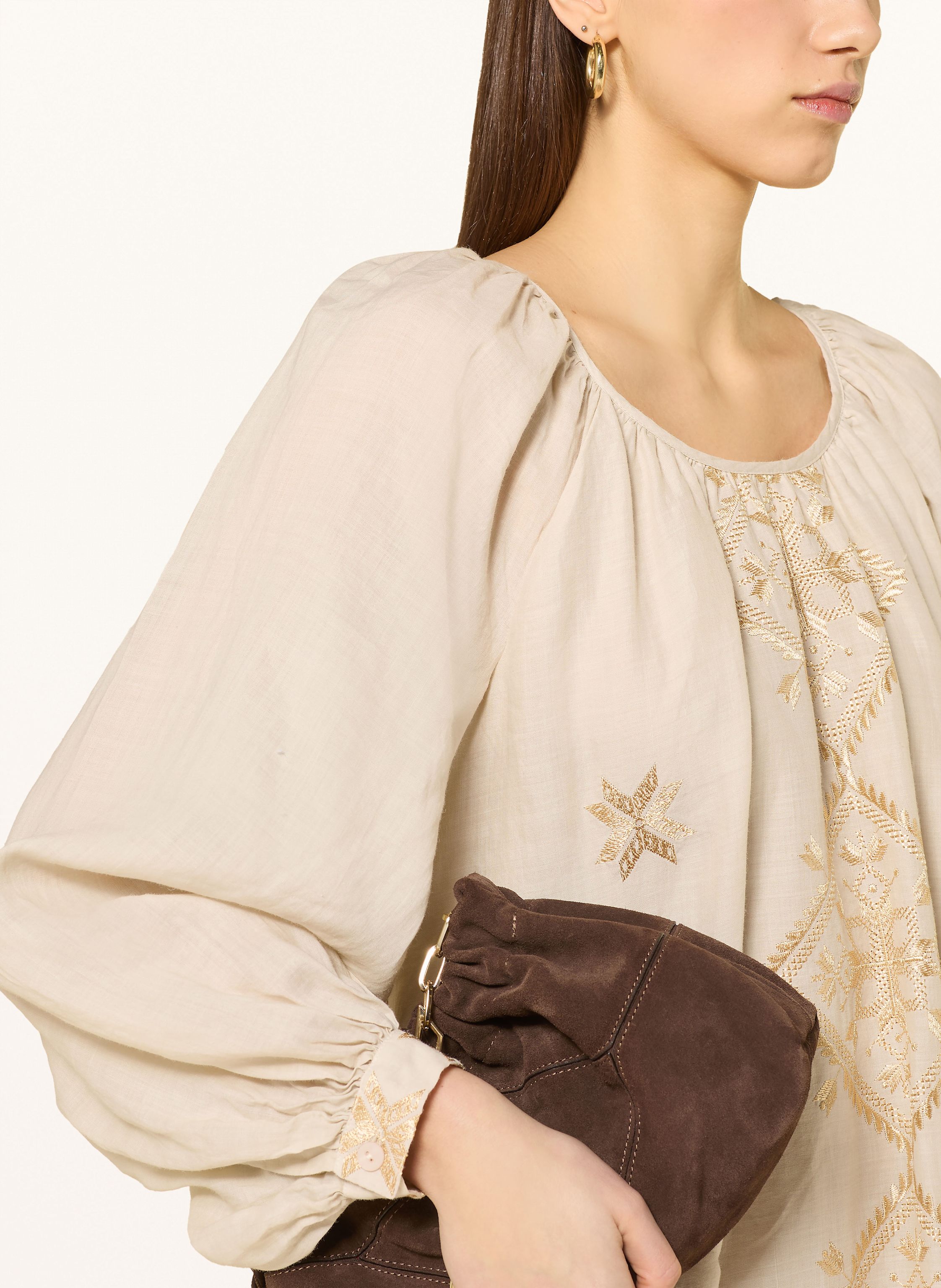 Thumbnail - Greek Archaic Kori Strandkleid Lefkada Mit Glitzergarn beige