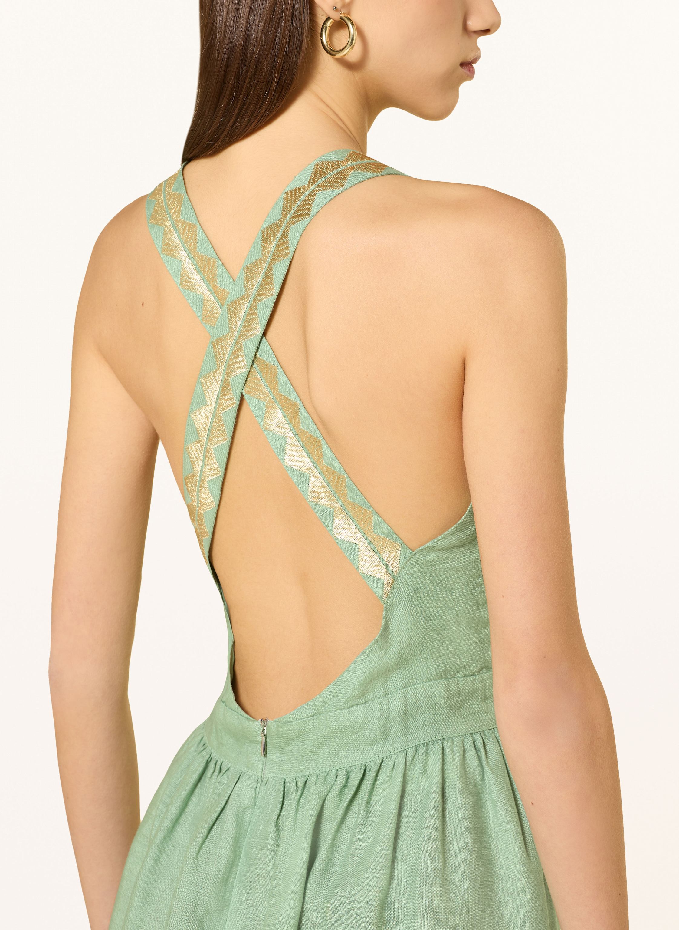 Thumbnail - Greek Archaic Kori Kleid Feather Aus Leinen gruen