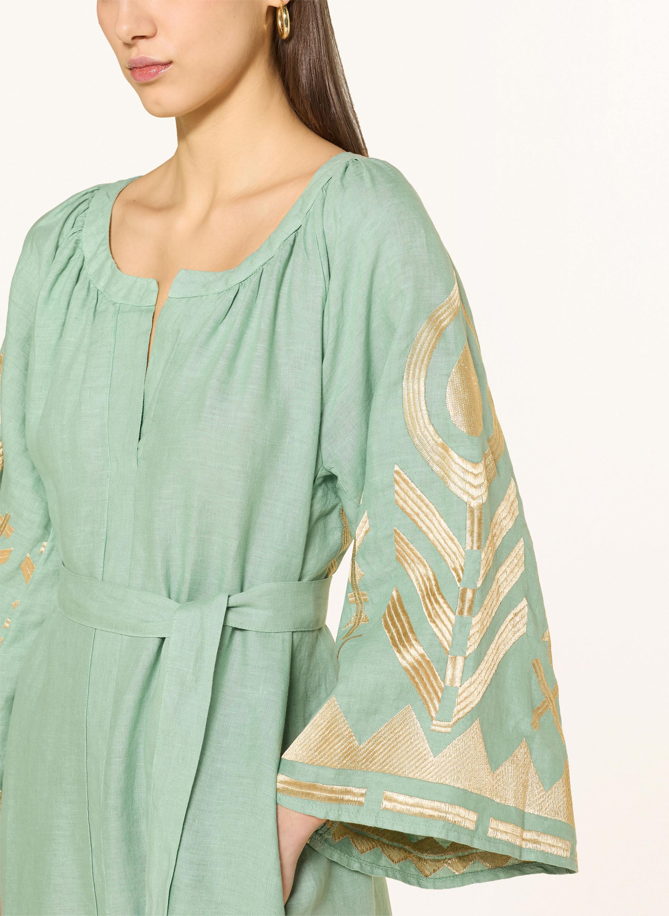 Thumbnail - Greek Archaic Kori Strandkleid Feather Mit Glitzergarn gruen