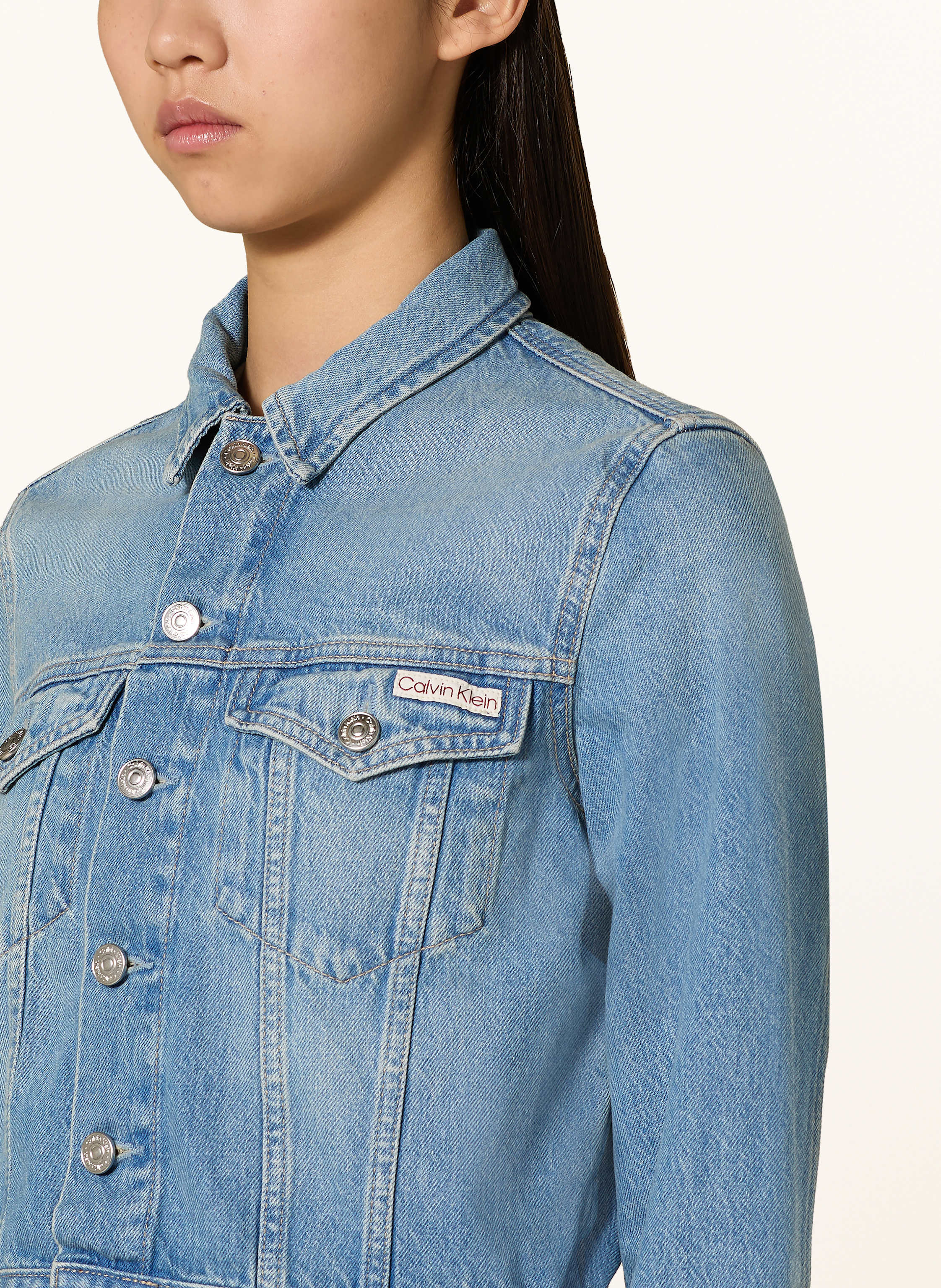 Thumbnail - Calvin Klein Jeans Cropped-Jeansjacke blau