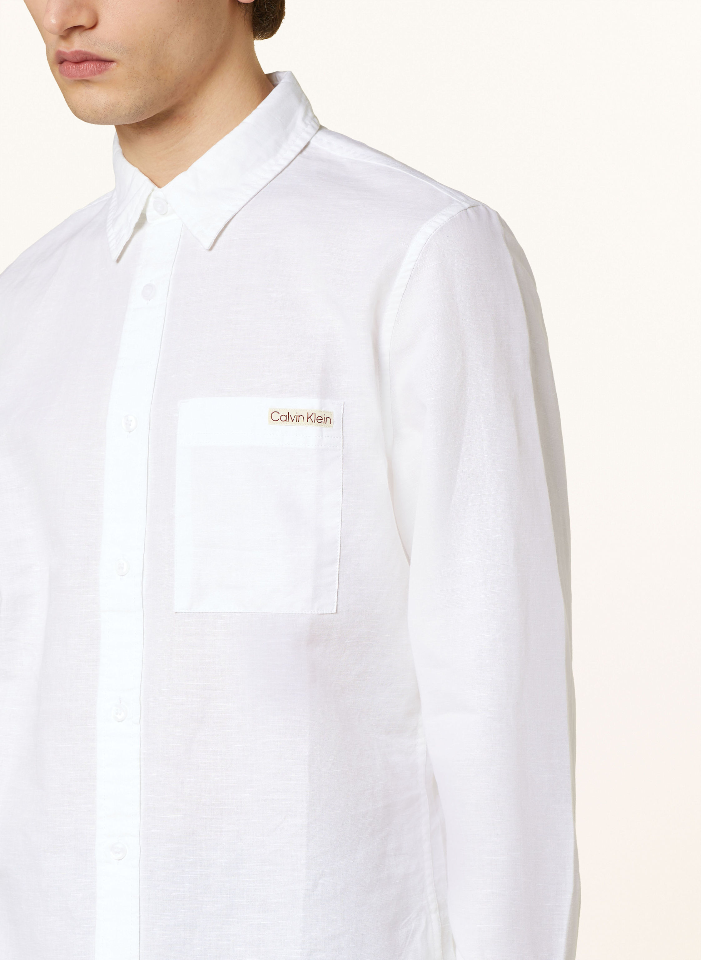 Thumbnail - Calvin Klein Jeans Hemd Regular Fit Mit Leinen weiss