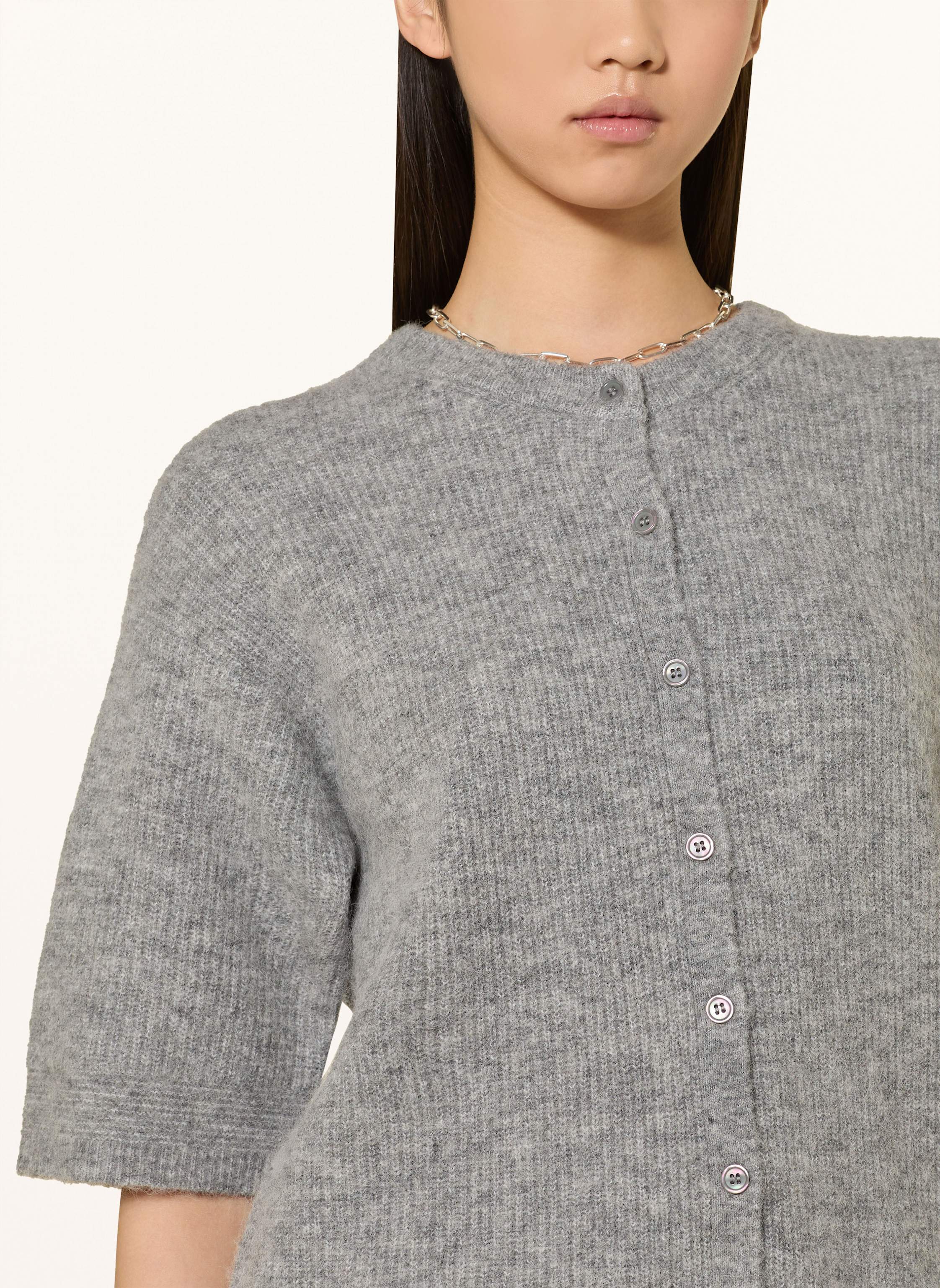 Thumbnail - Samsøe  Samsøe Strickjacke Saanoura Mit Alpaka grau