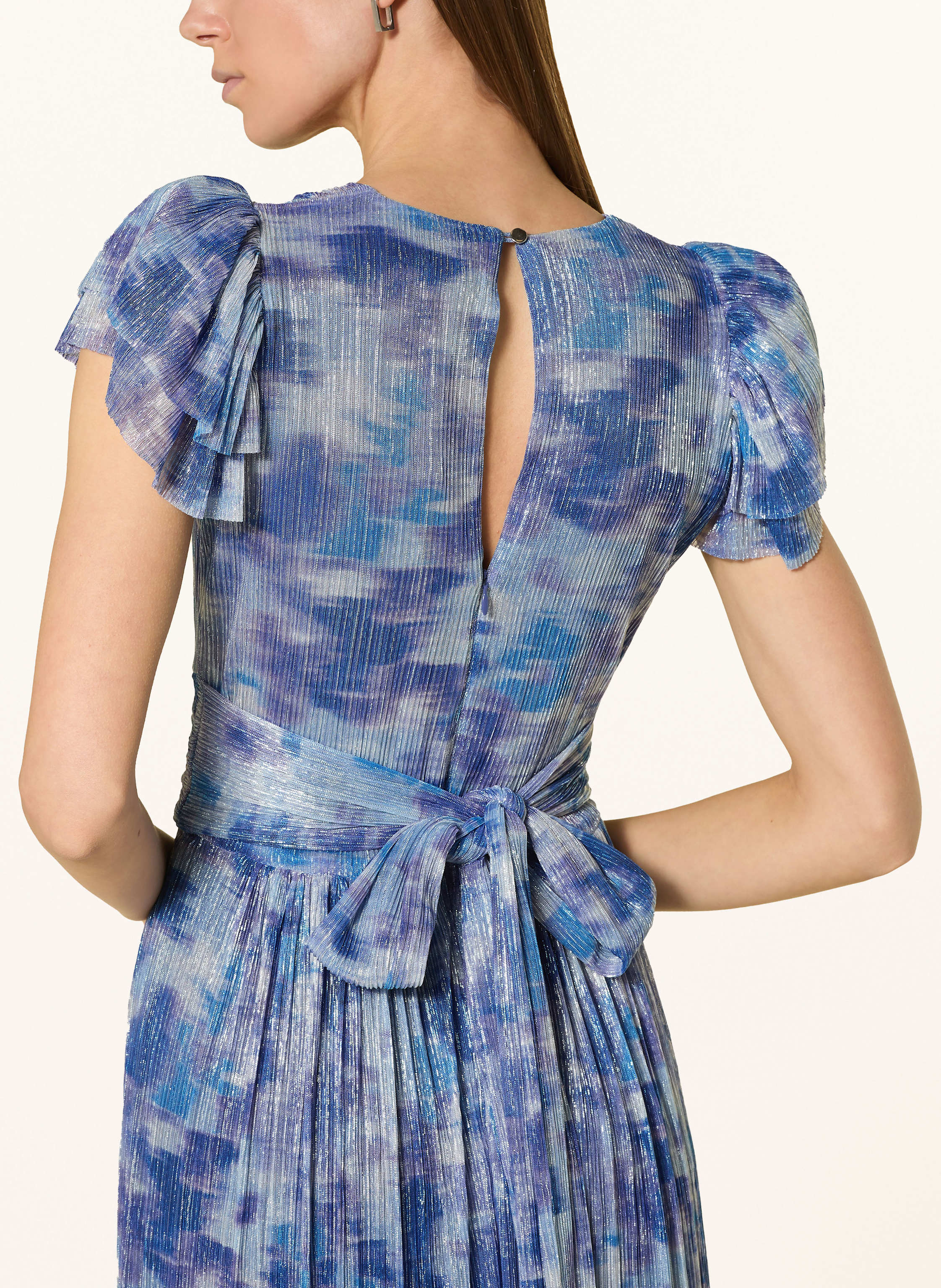Thumbnail - Swing Abendkleid Mit Plissees Und Glitzergarn blau