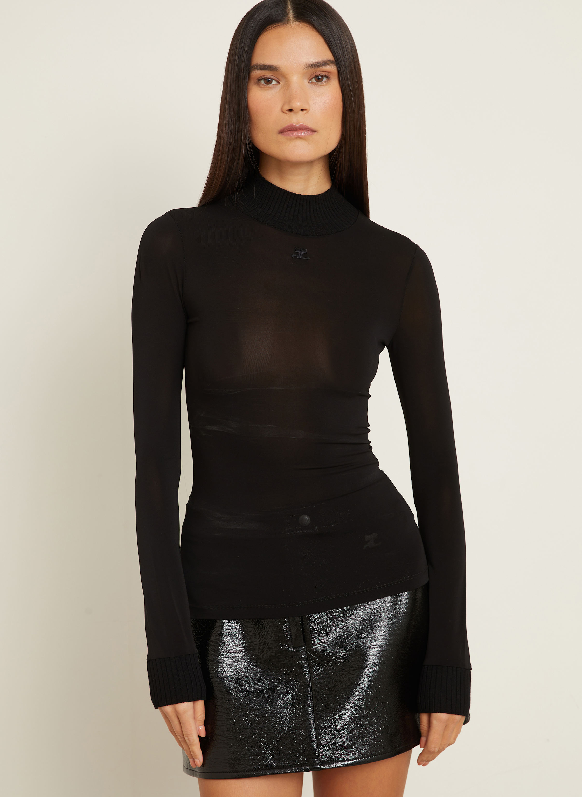 Thumbnail - Courrèges Longsleeve Aus Mesh schwarz