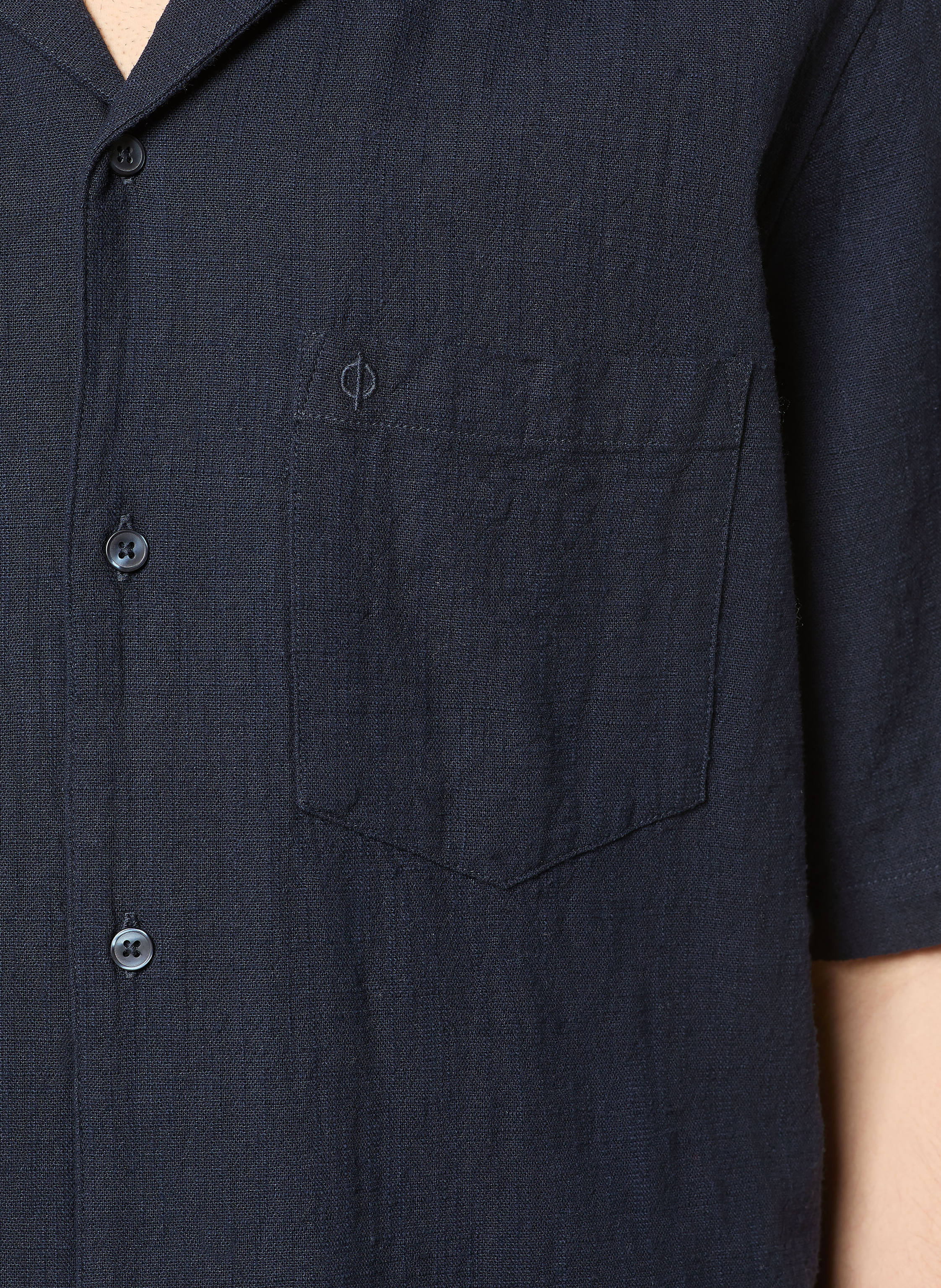 Thumbnail - Samsøe  Samsøe Resorthemd Saoscar Comfort Fit Aus Leinen blau