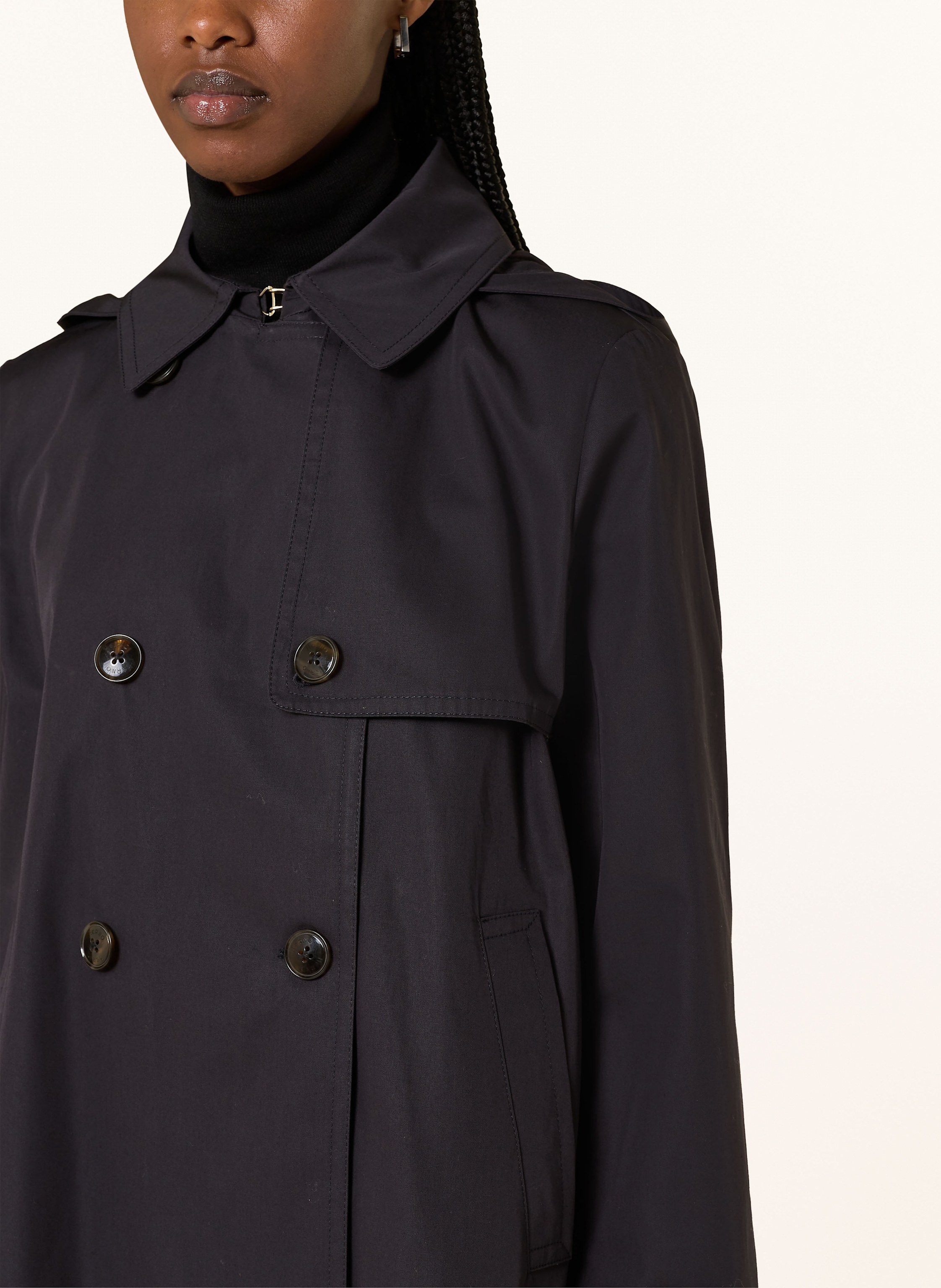 Thumbnail - Herno Trenchcoat Mit Abnehmbarer Kapuze blau