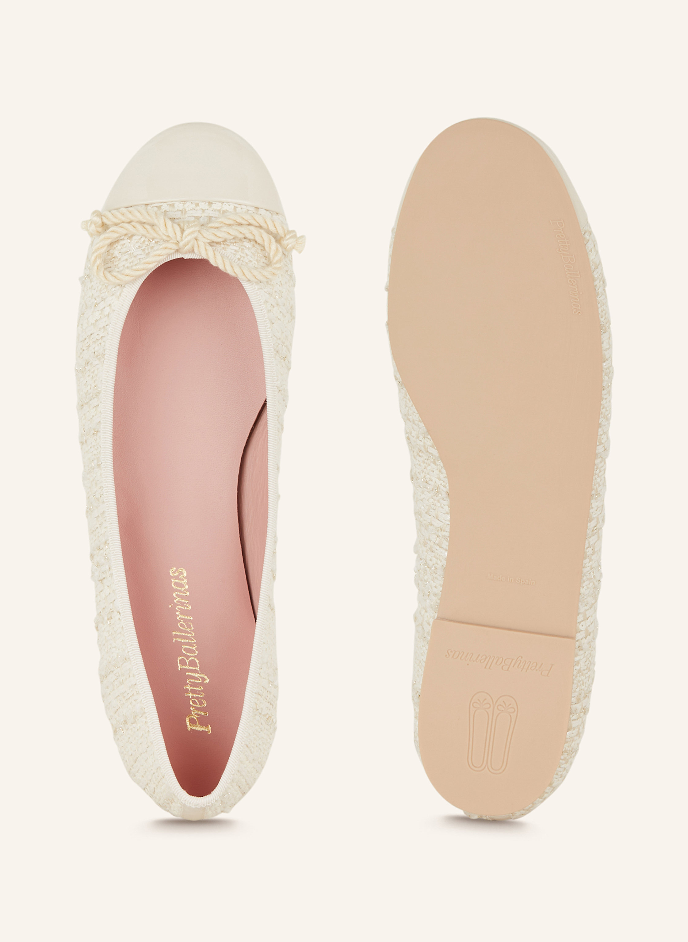 Thumbnail - Pretty Ballerinas Bouclé-Ballerinas Shade Monae Mit Glitzergarn weiss