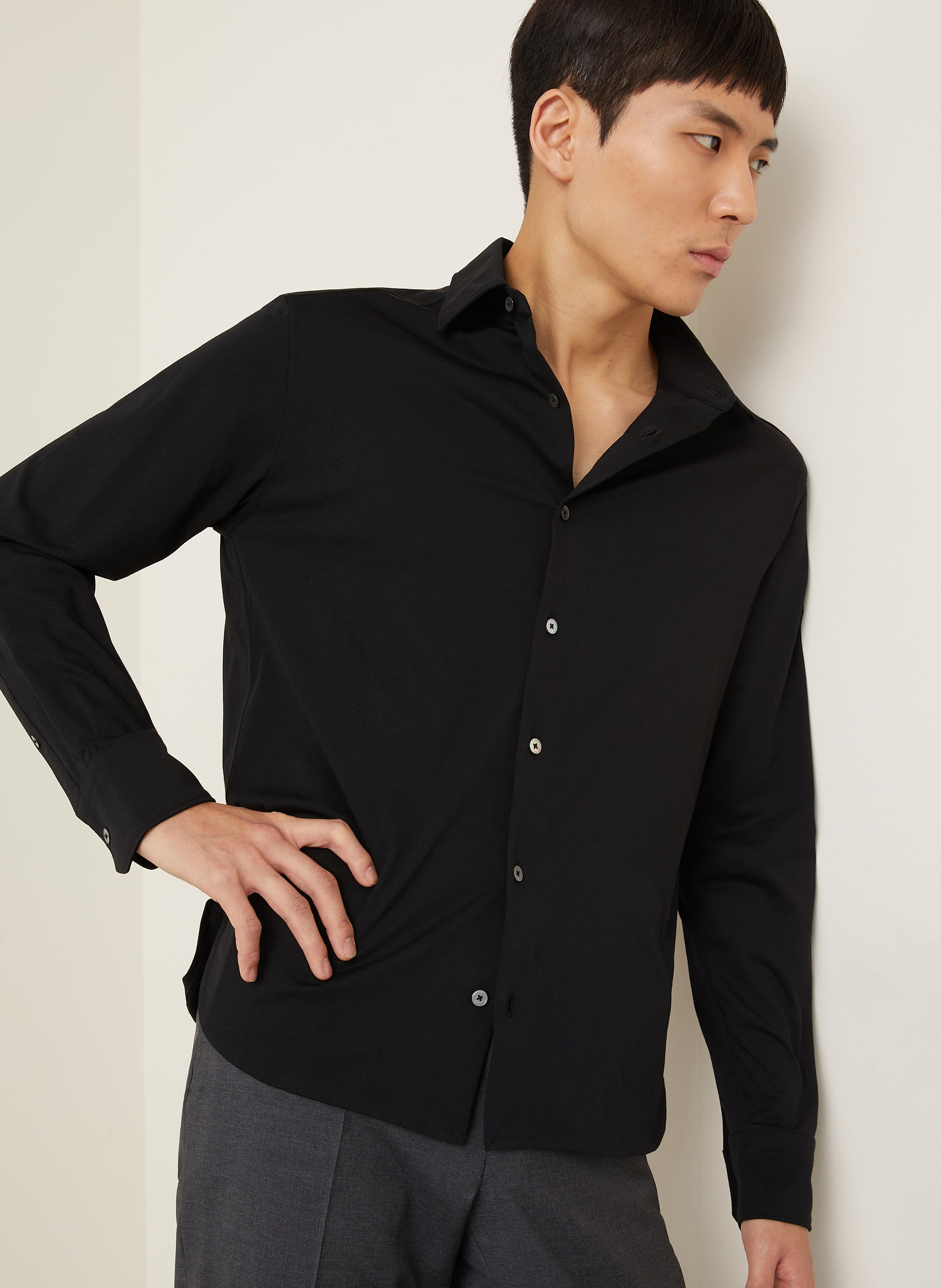 Thumbnail - Zegna Jerseyhemd Regular Fit schwarz