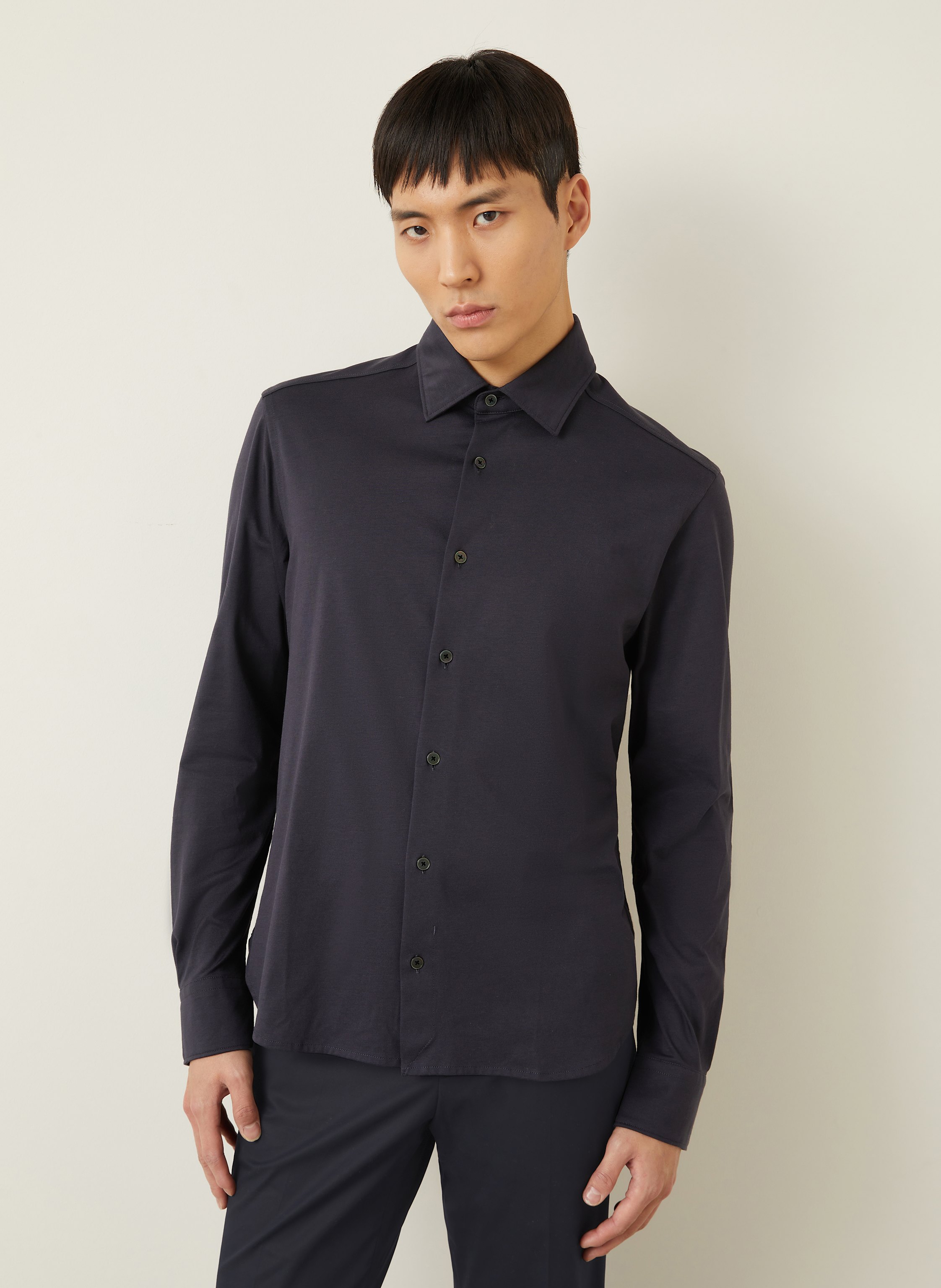 Thumbnail - Zegna Jerseyhemd Regular Fit blau